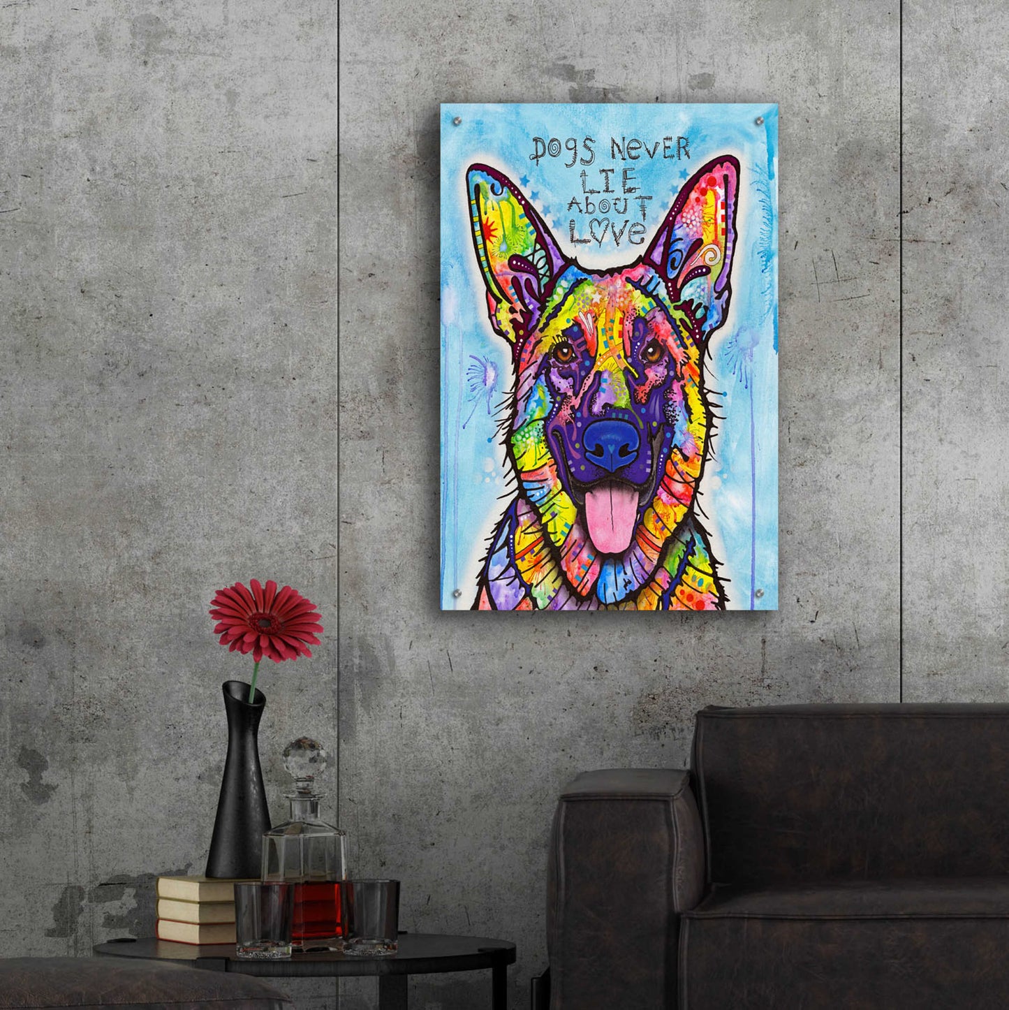 Epic Art 'Dogs Never Lie' by Dean Russo, Acrylic Glass Wall Art,24x36