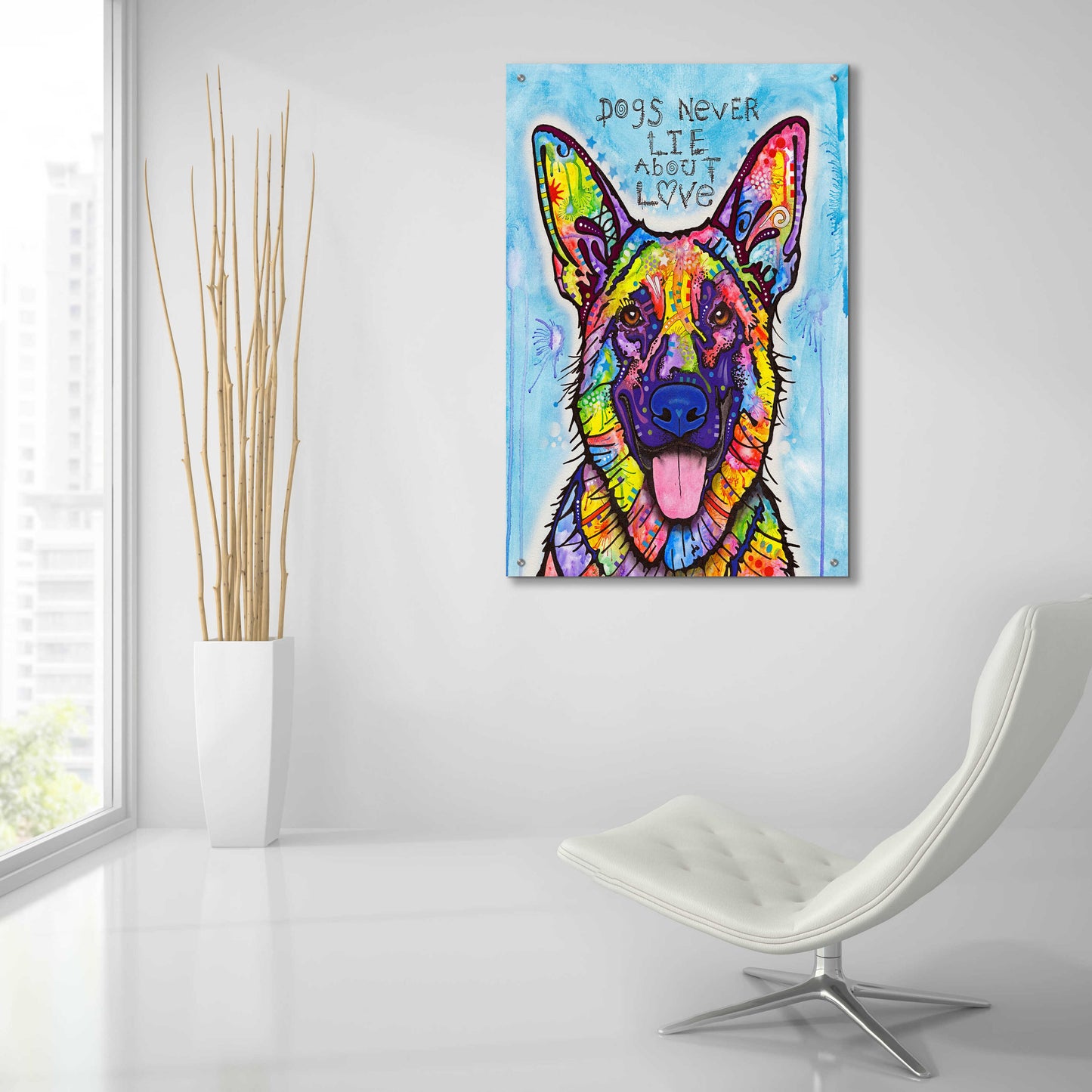 Epic Art 'Dogs Never Lie' by Dean Russo, Acrylic Glass Wall Art,24x36