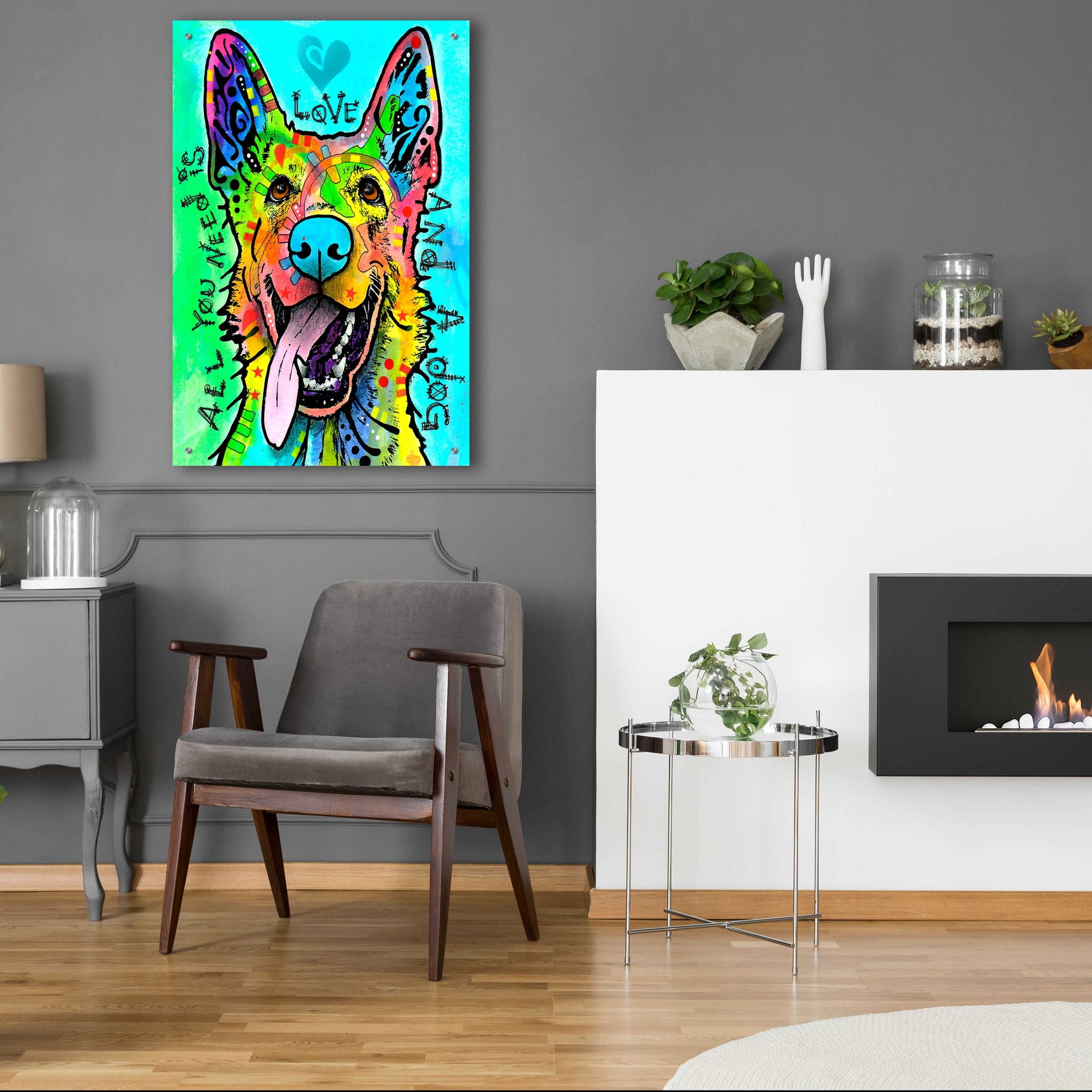 Epic Art 'Love And A Dog' by Dean Russo, Acrylic Glass Wall Art,24x36