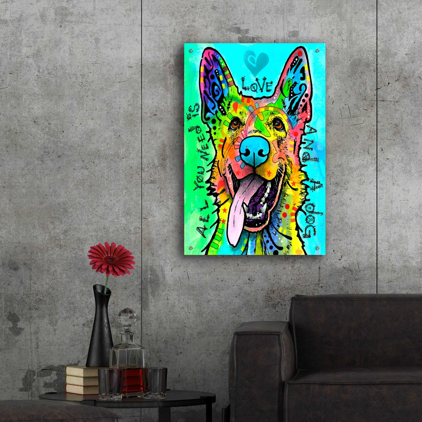 Epic Art 'Love And A Dog' by Dean Russo, Acrylic Glass Wall Art,24x36