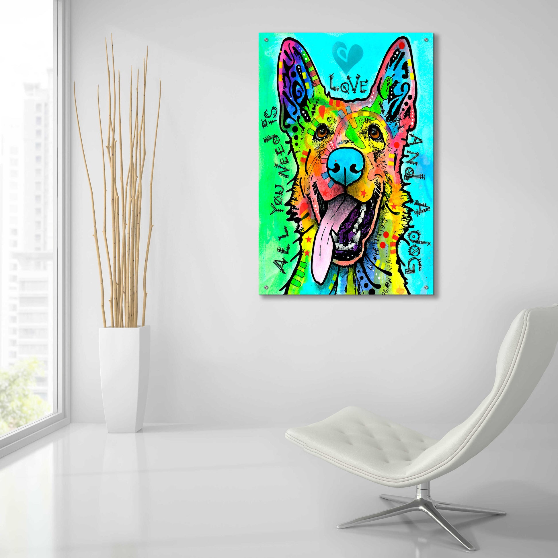 Epic Art 'Love And A Dog' by Dean Russo, Acrylic Glass Wall Art,24x36