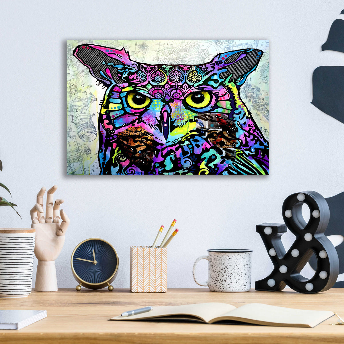 Epic Art 'The Owl' by Dean Russo, Acrylic Glass Wall Art,16x12