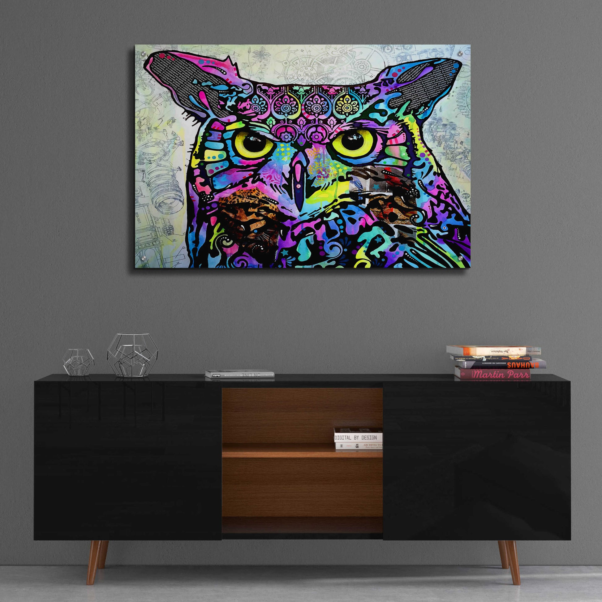Epic Art 'The Owl' by Dean Russo, Acrylic Glass Wall Art,36x24