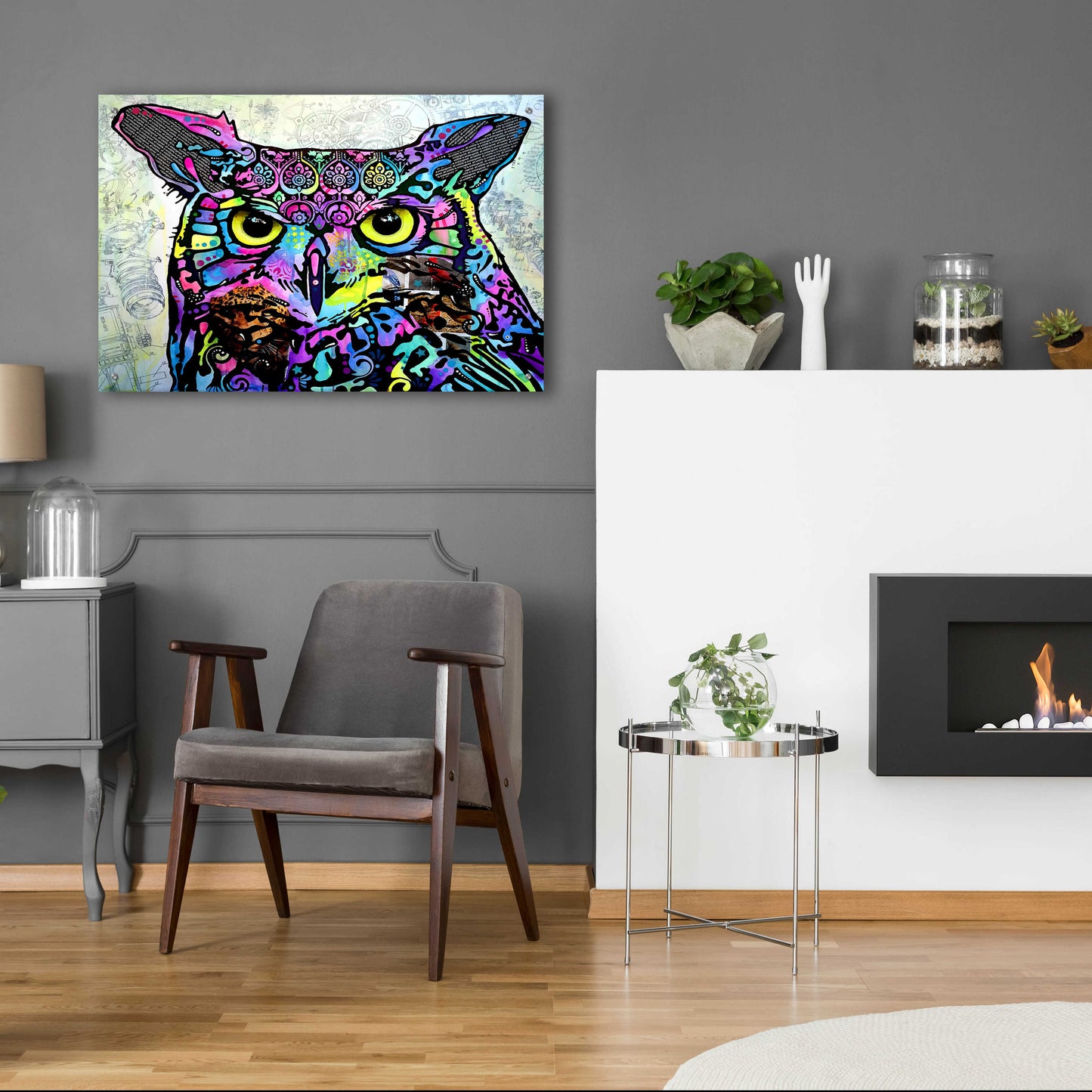 Epic Art 'The Owl' by Dean Russo, Acrylic Glass Wall Art,36x24