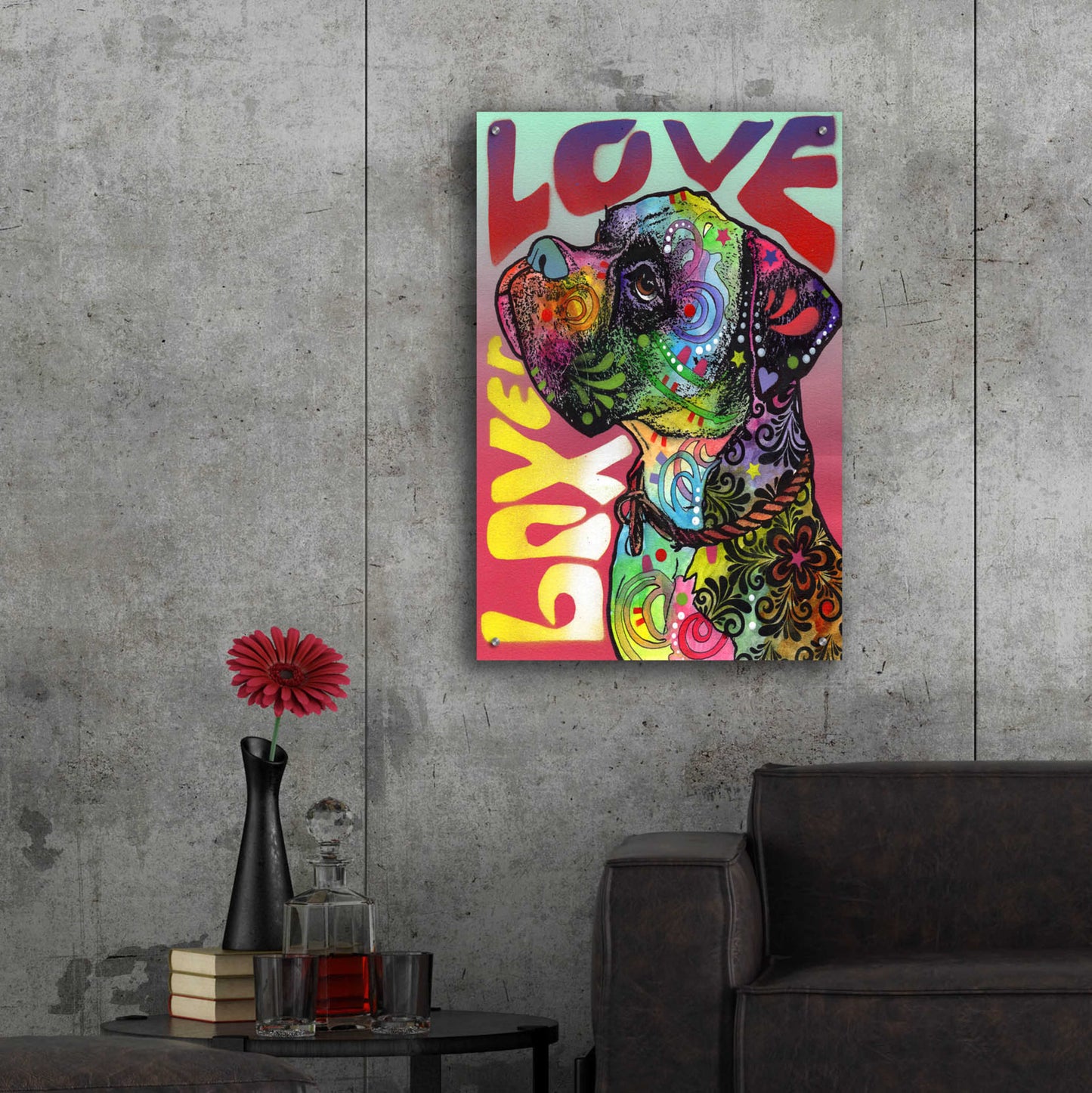 Epic Art 'Boxer Luv' by Dean Russo, Acrylic Glass Wall Art,24x36