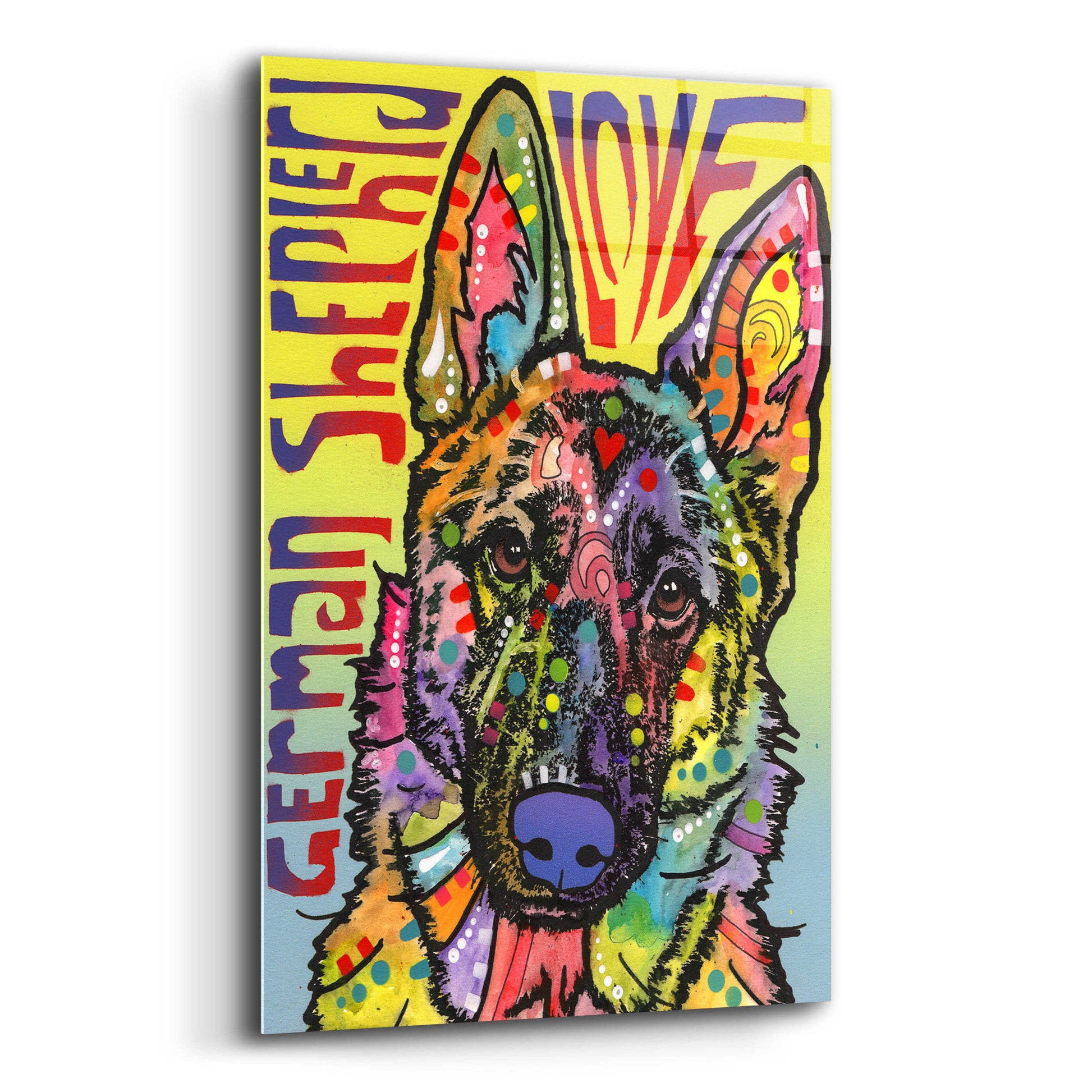 Epic Art 'German Shepherd Luv' by Dean Russo, Acrylic Glass Wall Art,12x16