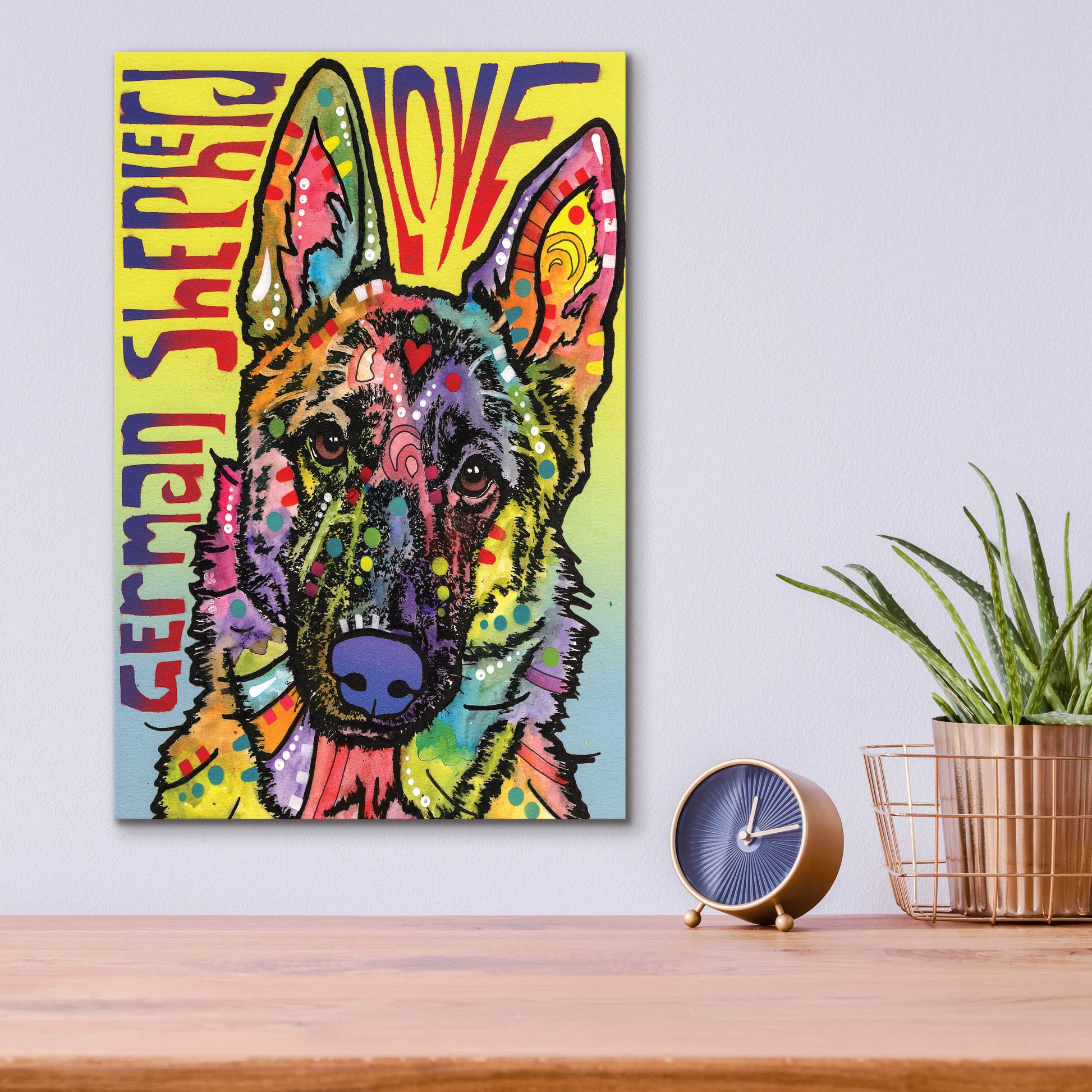 Epic Art 'German Shepherd Luv' by Dean Russo, Acrylic Glass Wall Art,12x16