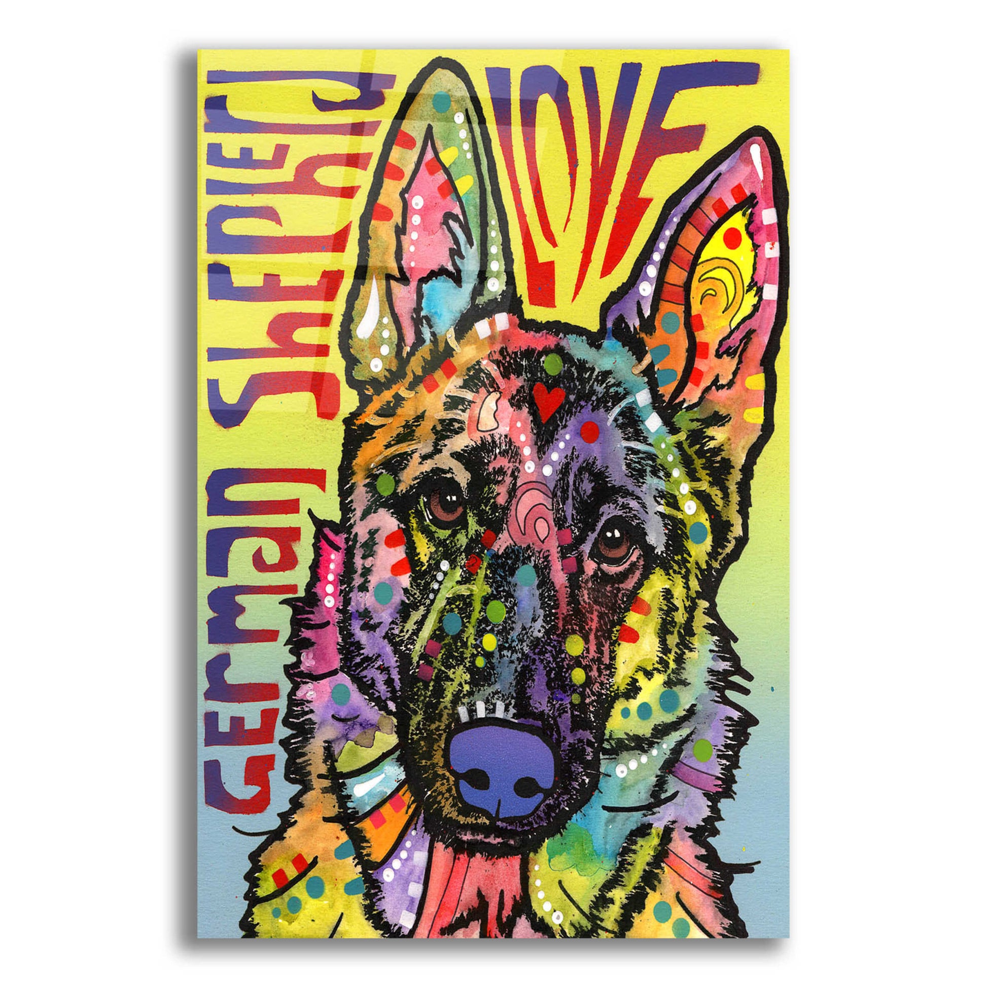 Epic Art 'German Shepherd Luv' by Dean Russo, Acrylic Glass Wall Art,12x16