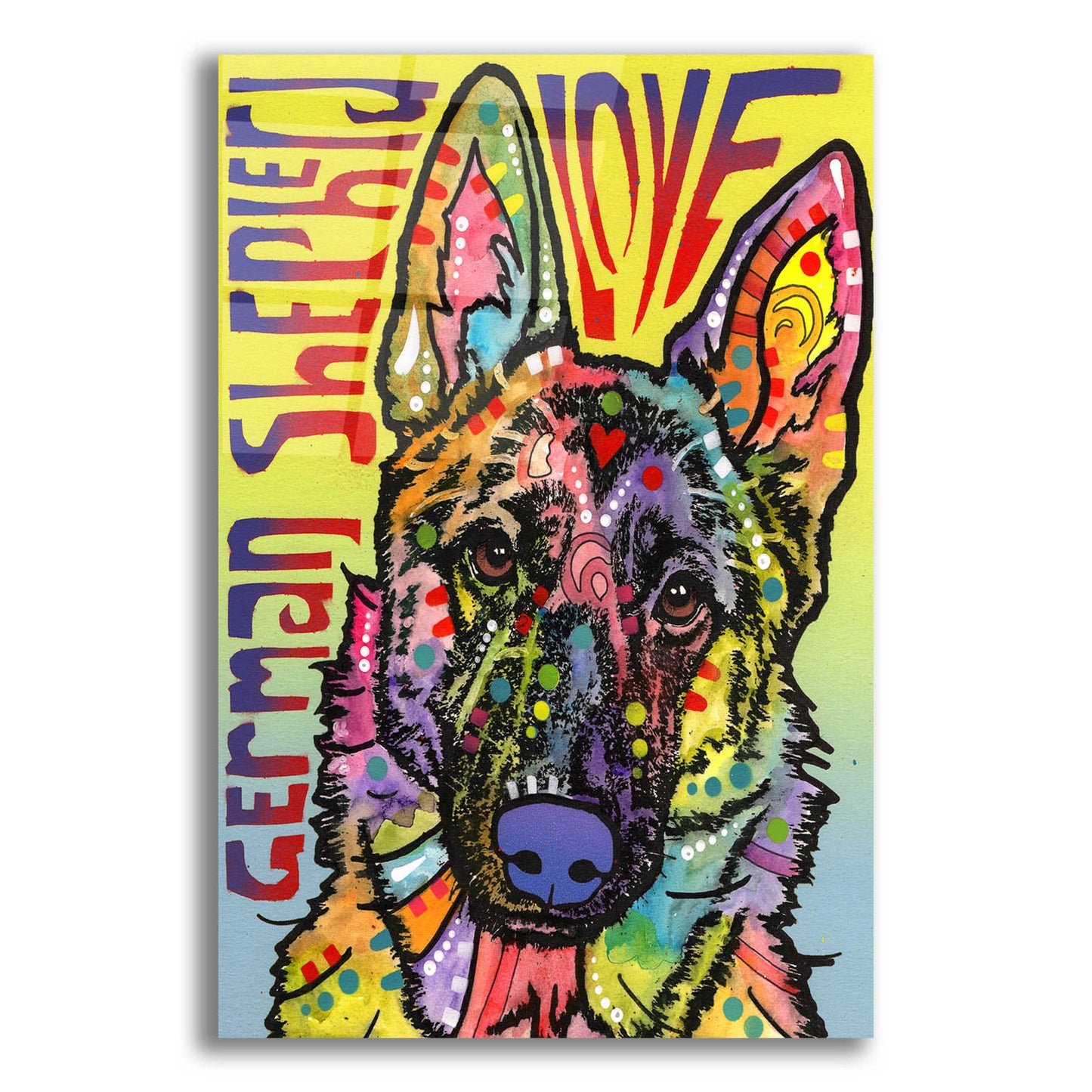 Epic Art 'German Shepherd Luv' by Dean Russo, Acrylic Glass Wall Art,16x24