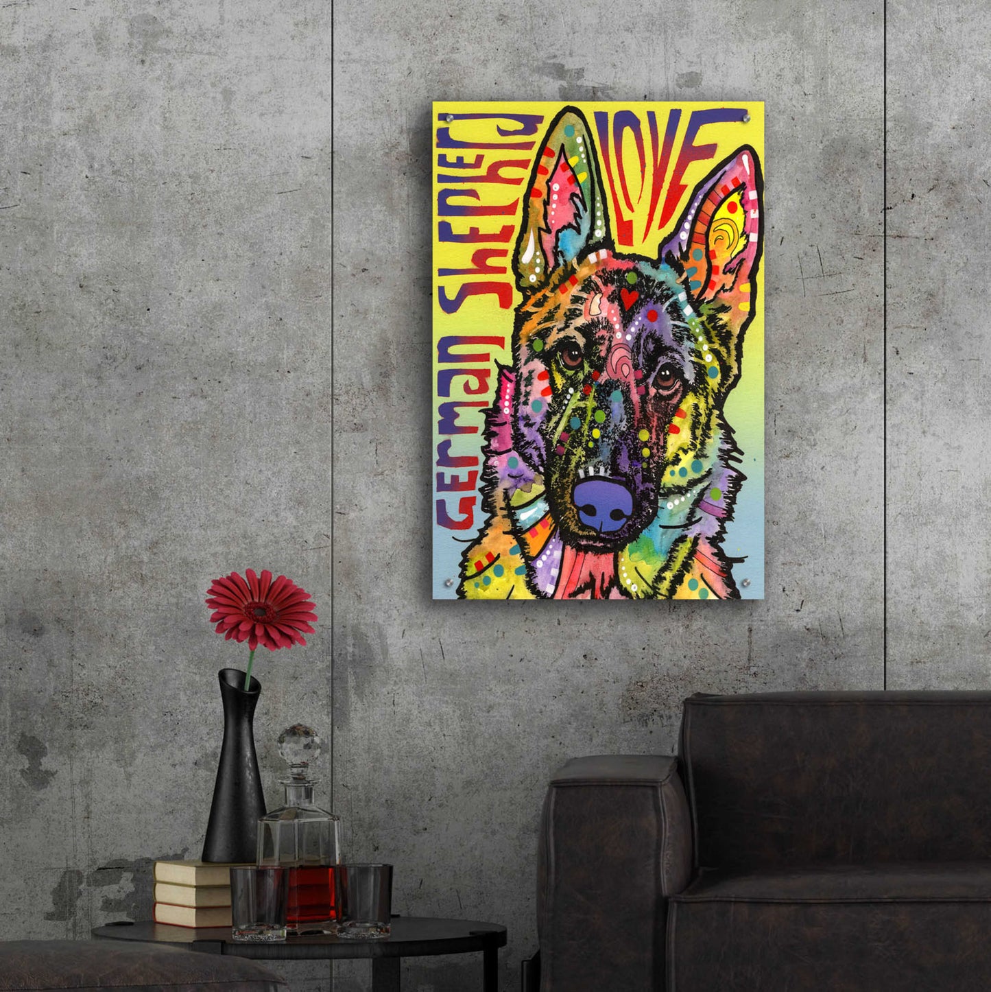 Epic Art 'German Shepherd Luv' by Dean Russo, Acrylic Glass Wall Art,24x36