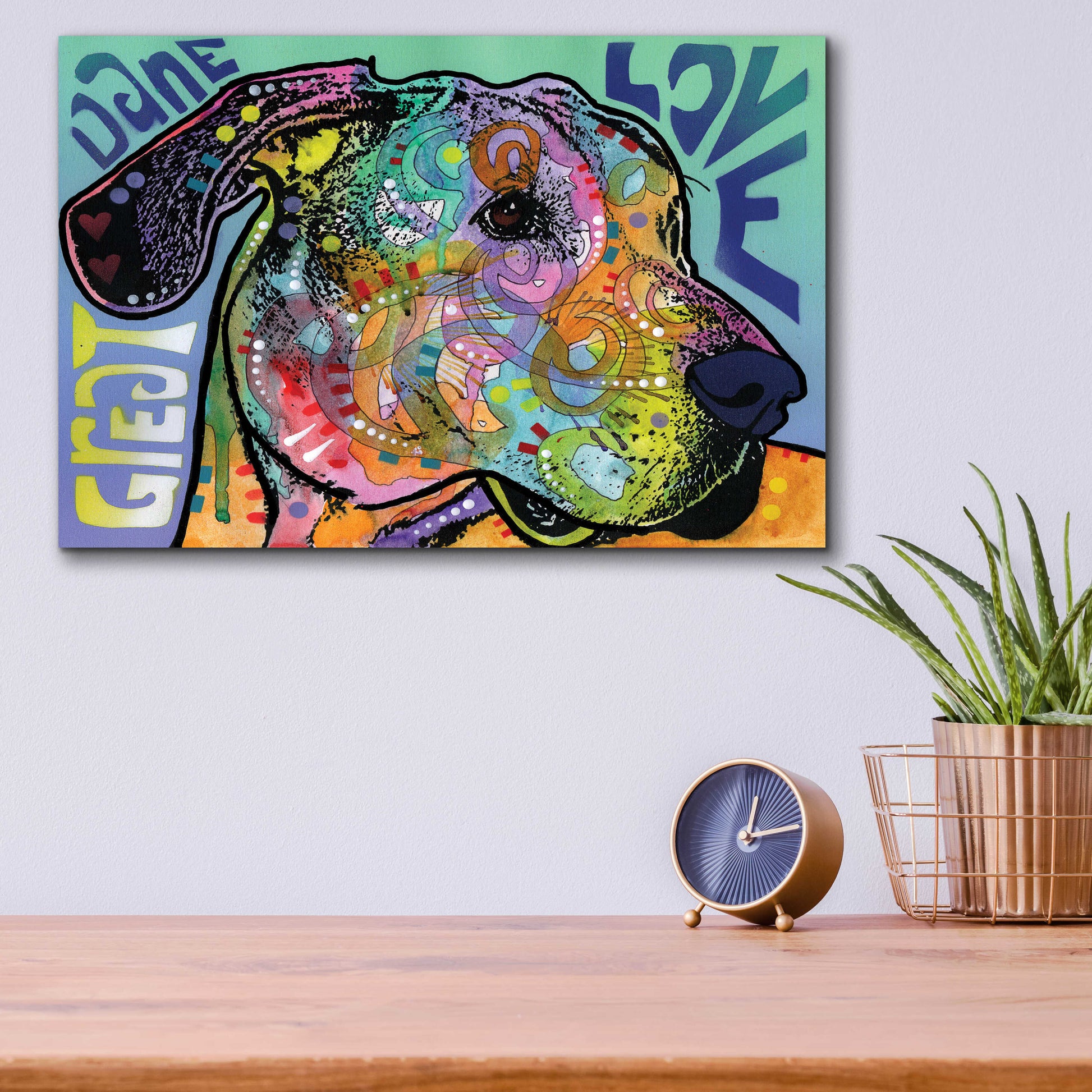 Epic Art 'Great Dane Luv' by Dean Russo, Acrylic Glass Wall Art,16x12