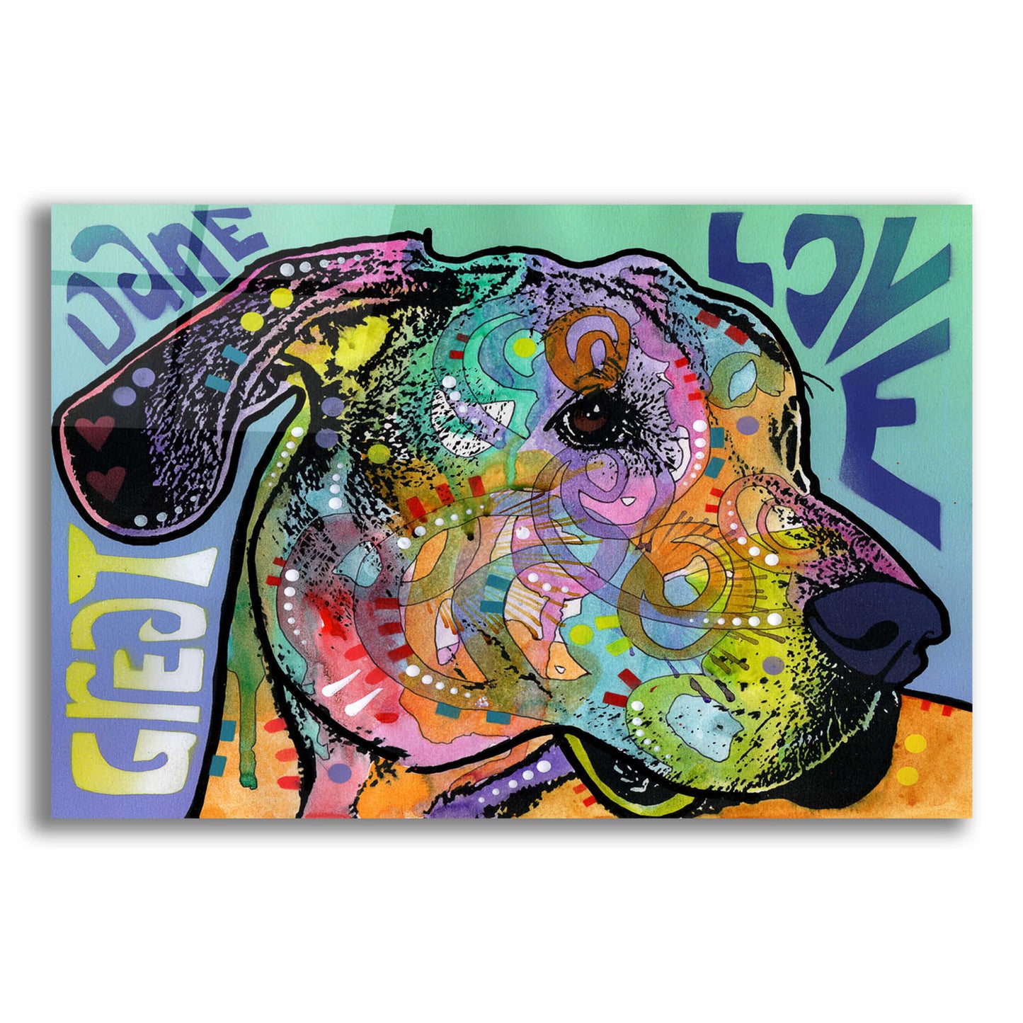 Epic Art 'Great Dane Luv' by Dean Russo, Acrylic Glass Wall Art,16x12