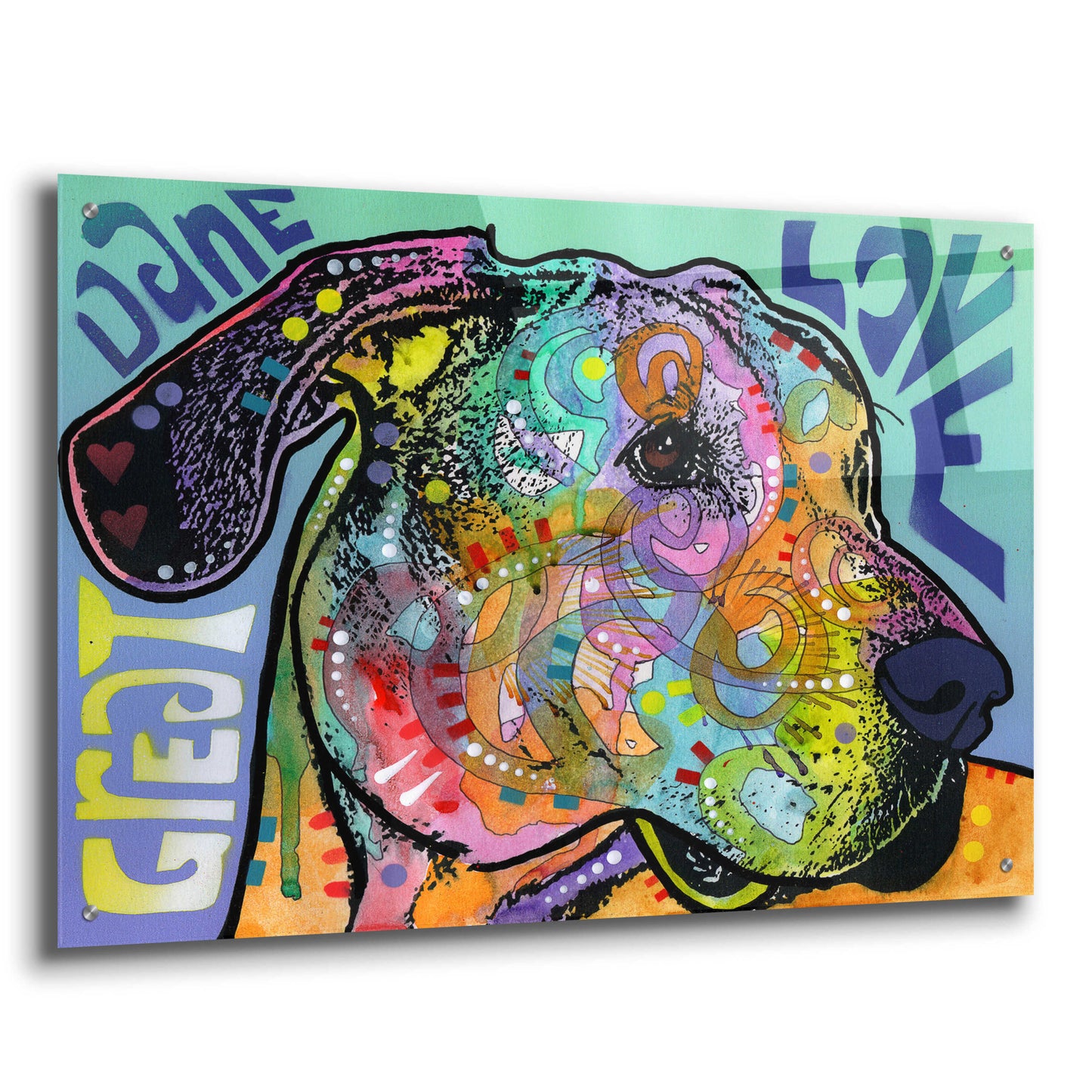 Epic Art 'Great Dane Luv' by Dean Russo, Acrylic Glass Wall Art,36x24