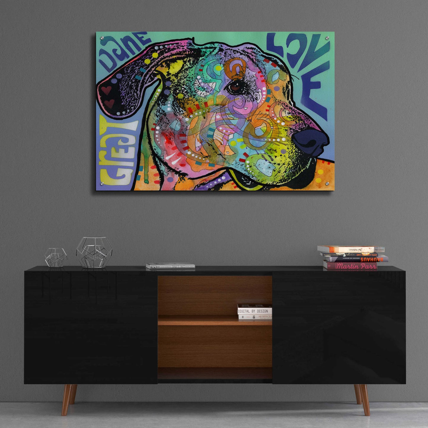 Epic Art 'Great Dane Luv' by Dean Russo, Acrylic Glass Wall Art,36x24