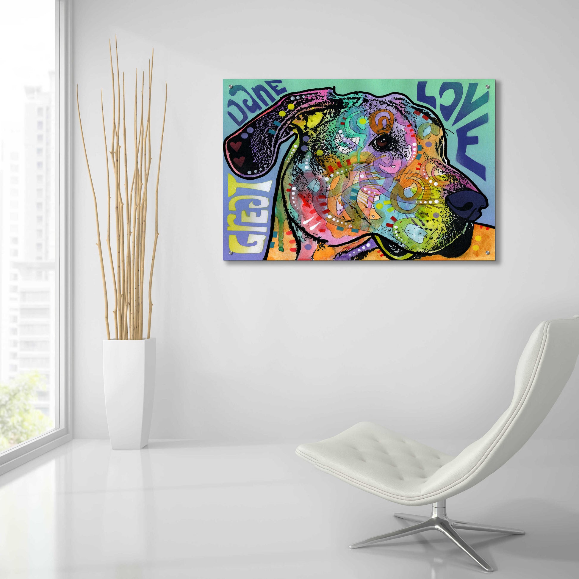 Epic Art 'Great Dane Luv' by Dean Russo, Acrylic Glass Wall Art,36x24