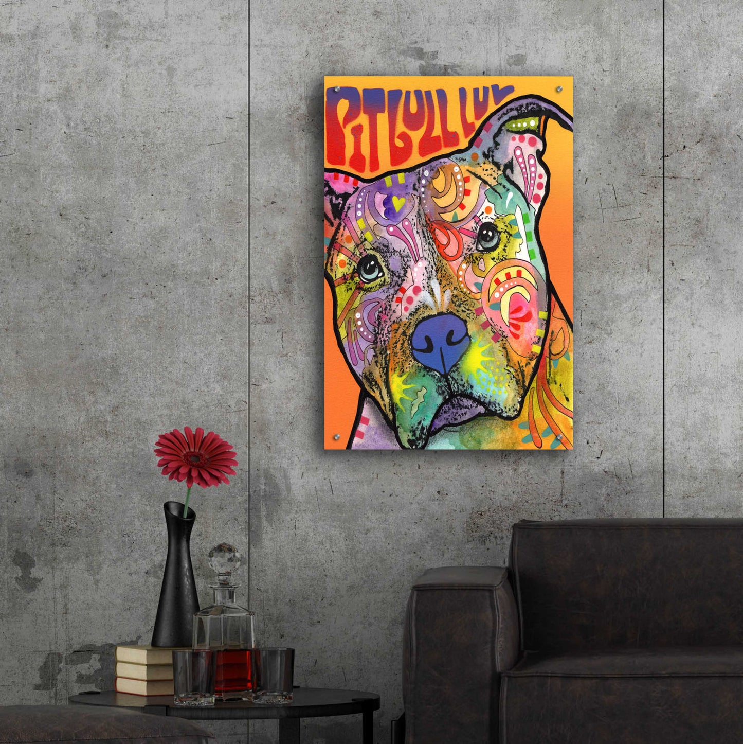 Epic Art 'Pit Bull Luv' by Dean Russo, Acrylic Glass Wall Art,24x36