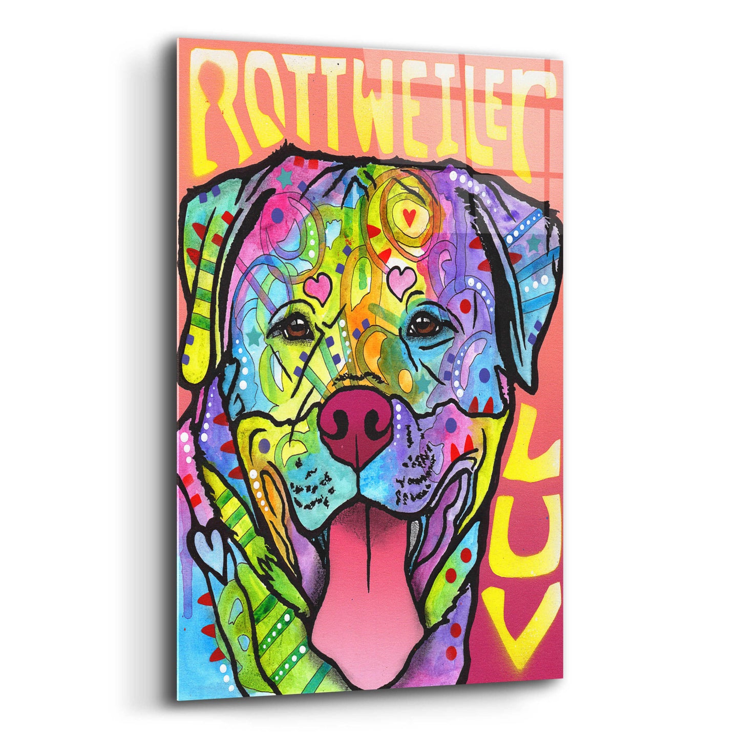 Epic Art 'Rottweiler Luv' by Dean Russo, Acrylic Glass Wall Art,12x16