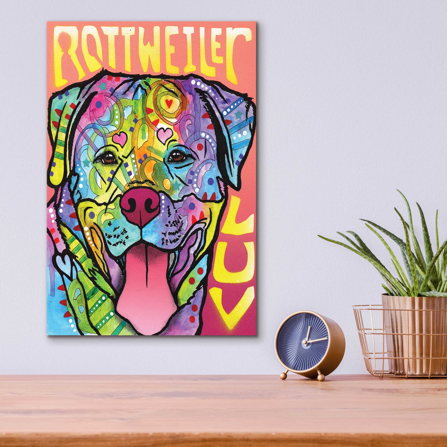 Epic Art 'Rottweiler Luv' by Dean Russo, Acrylic Glass Wall Art,12x16