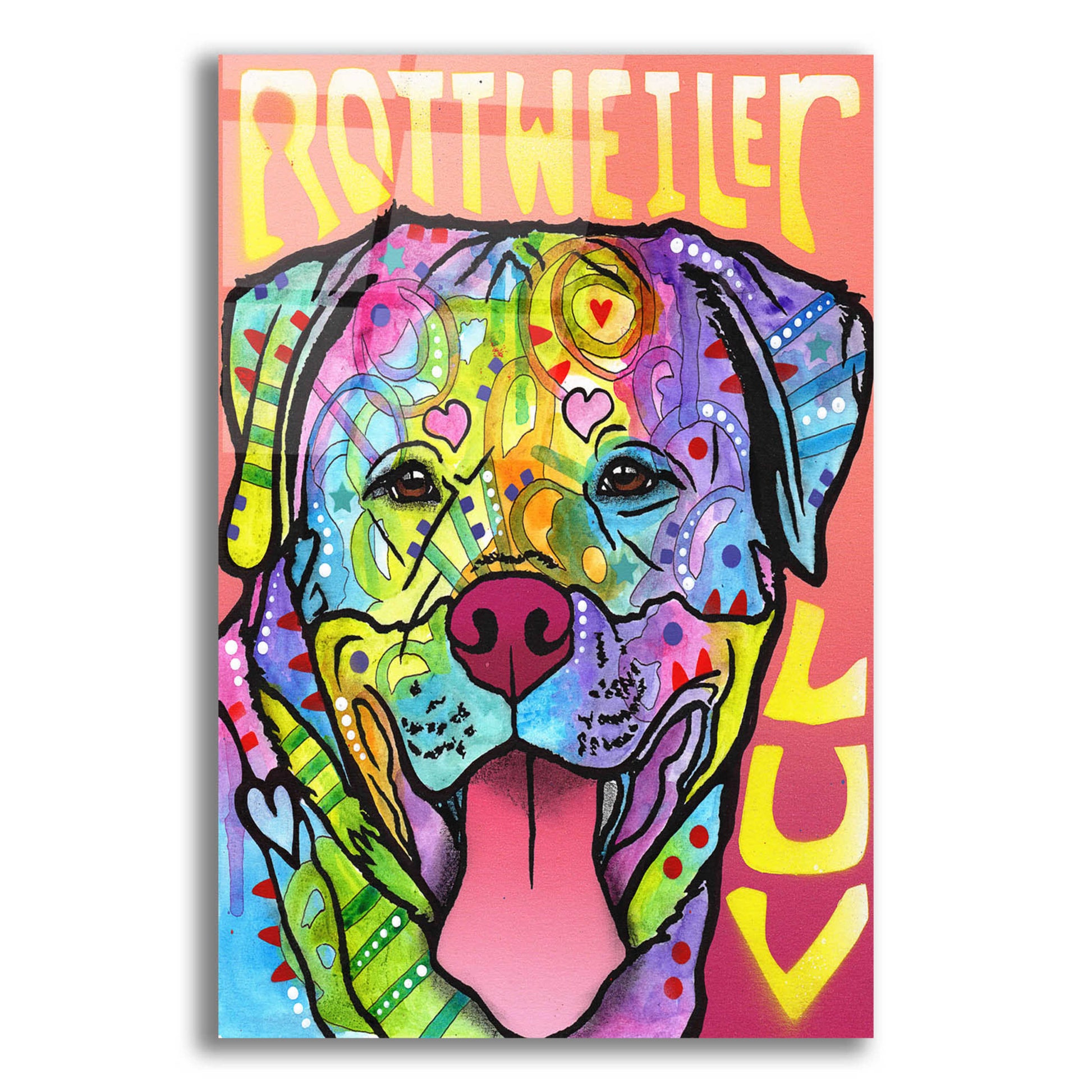 Epic Art 'Rottweiler Luv' by Dean Russo, Acrylic Glass Wall Art,12x16