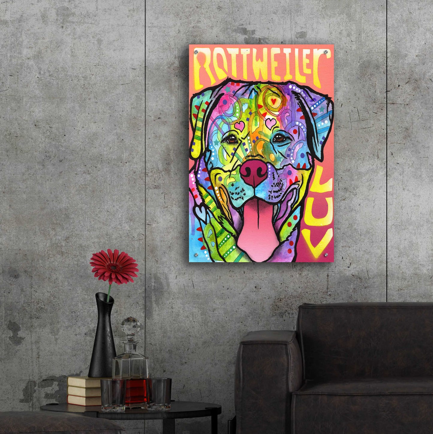 Epic Art 'Rottweiler Luv' by Dean Russo, Acrylic Glass Wall Art,24x36