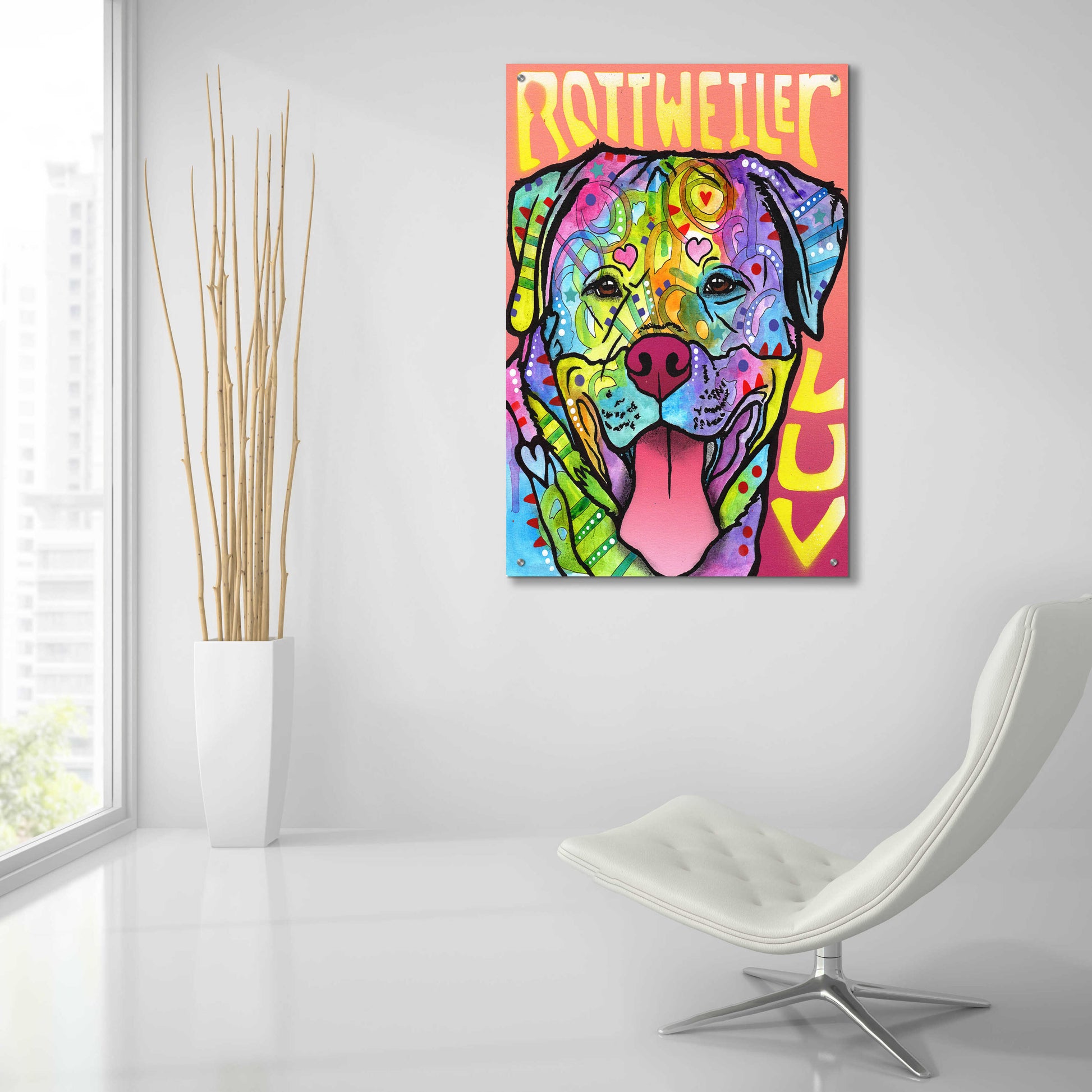 Epic Art 'Rottweiler Luv' by Dean Russo, Acrylic Glass Wall Art,24x36