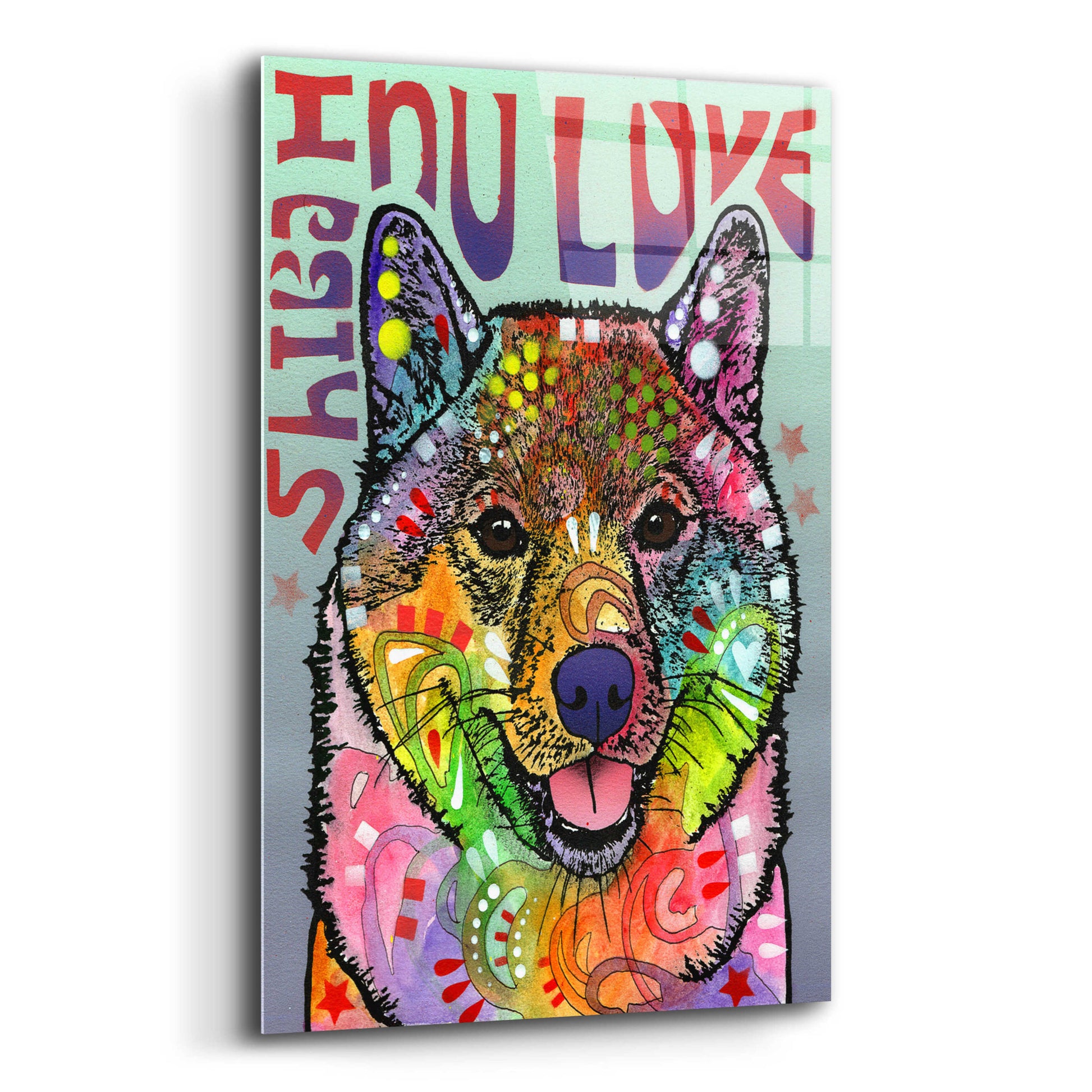 Epic Art 'Shiba Inu Luv' by Dean Russo, Acrylic Glass Wall Art,12x16