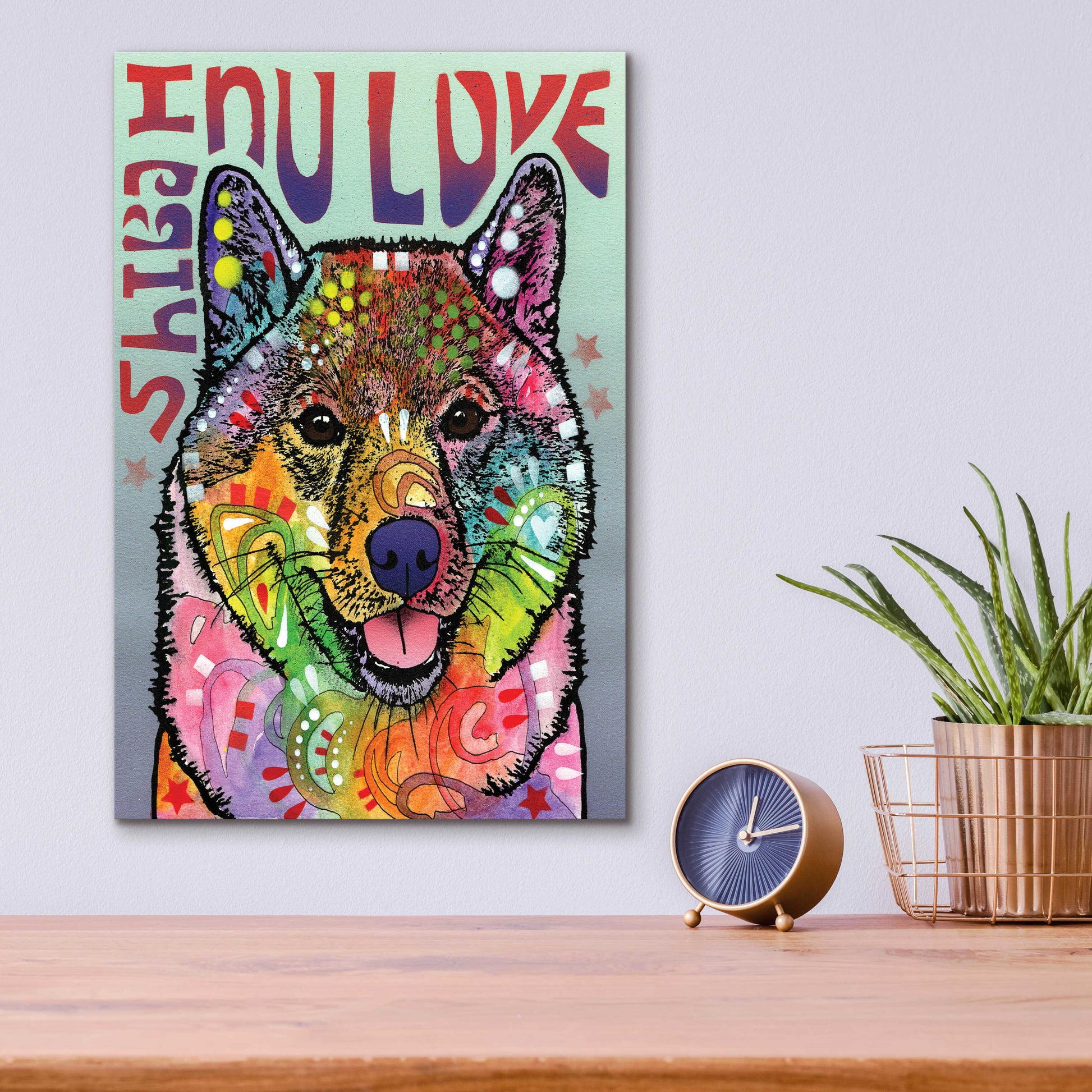 Epic Art 'Shiba Inu Luv' by Dean Russo, Acrylic Glass Wall Art,12x16