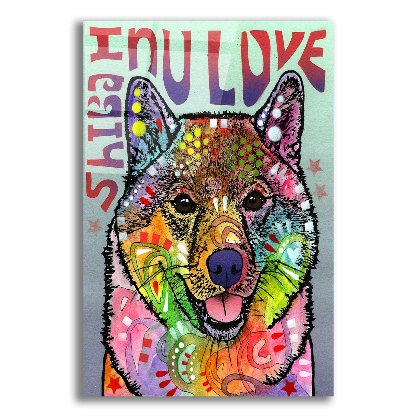 Epic Art 'Shiba Inu Luv' by Dean Russo, Acrylic Glass Wall Art,12x16