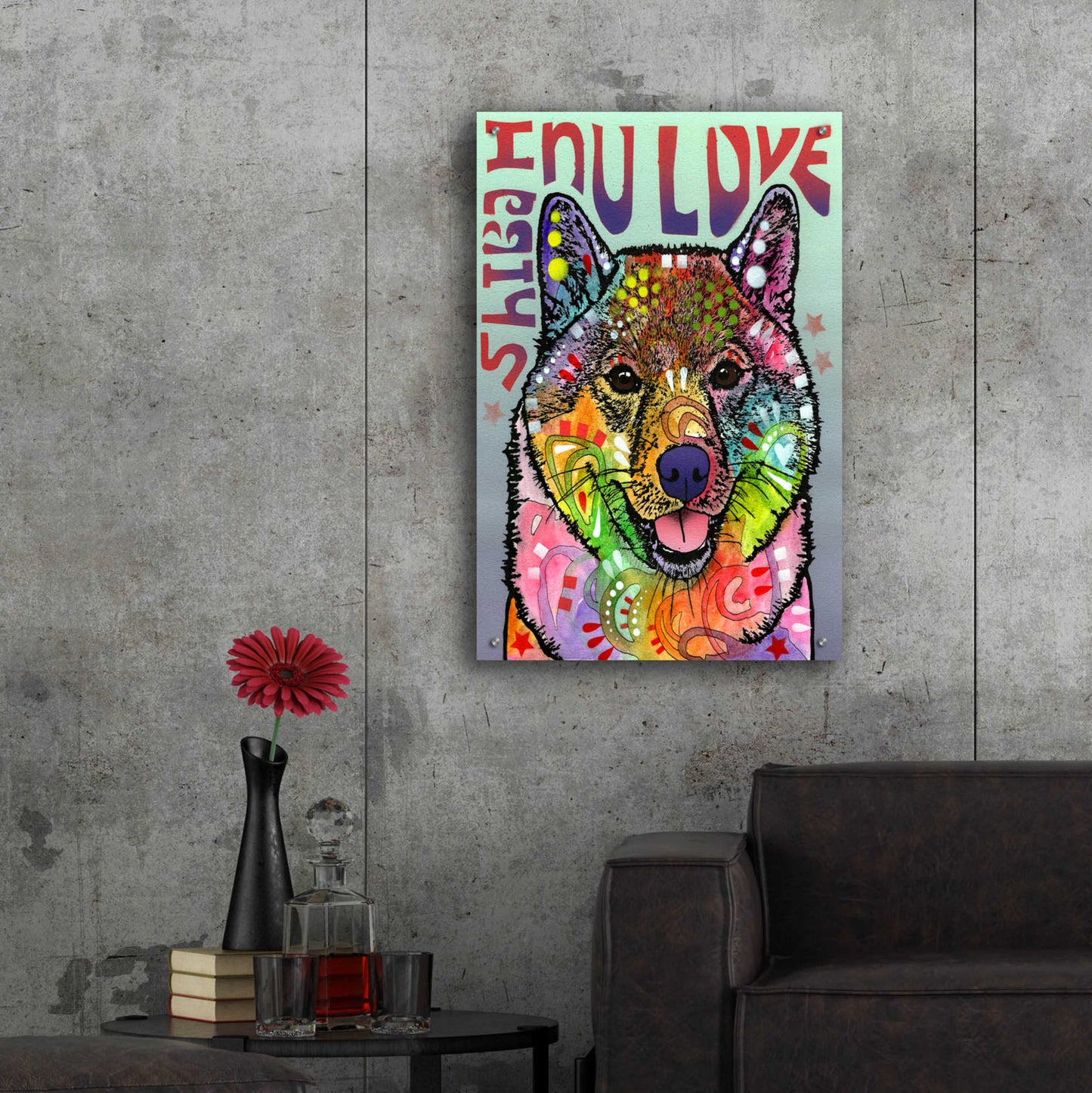 Epic Art 'Shiba Inu Luv' by Dean Russo, Acrylic Glass Wall Art,24x36