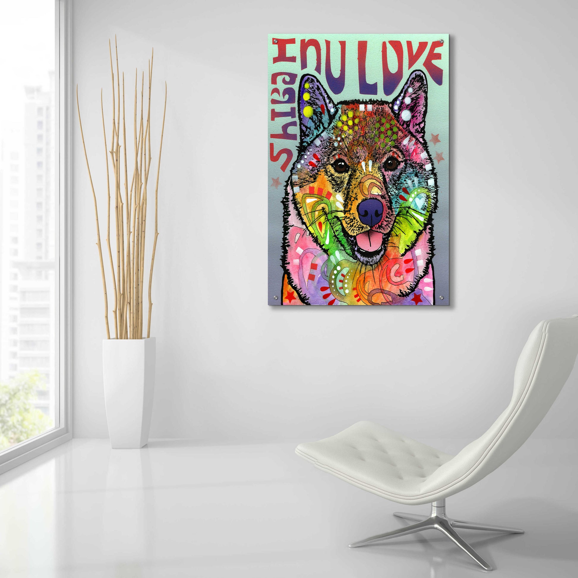 Epic Art 'Shiba Inu Luv' by Dean Russo, Acrylic Glass Wall Art,24x36