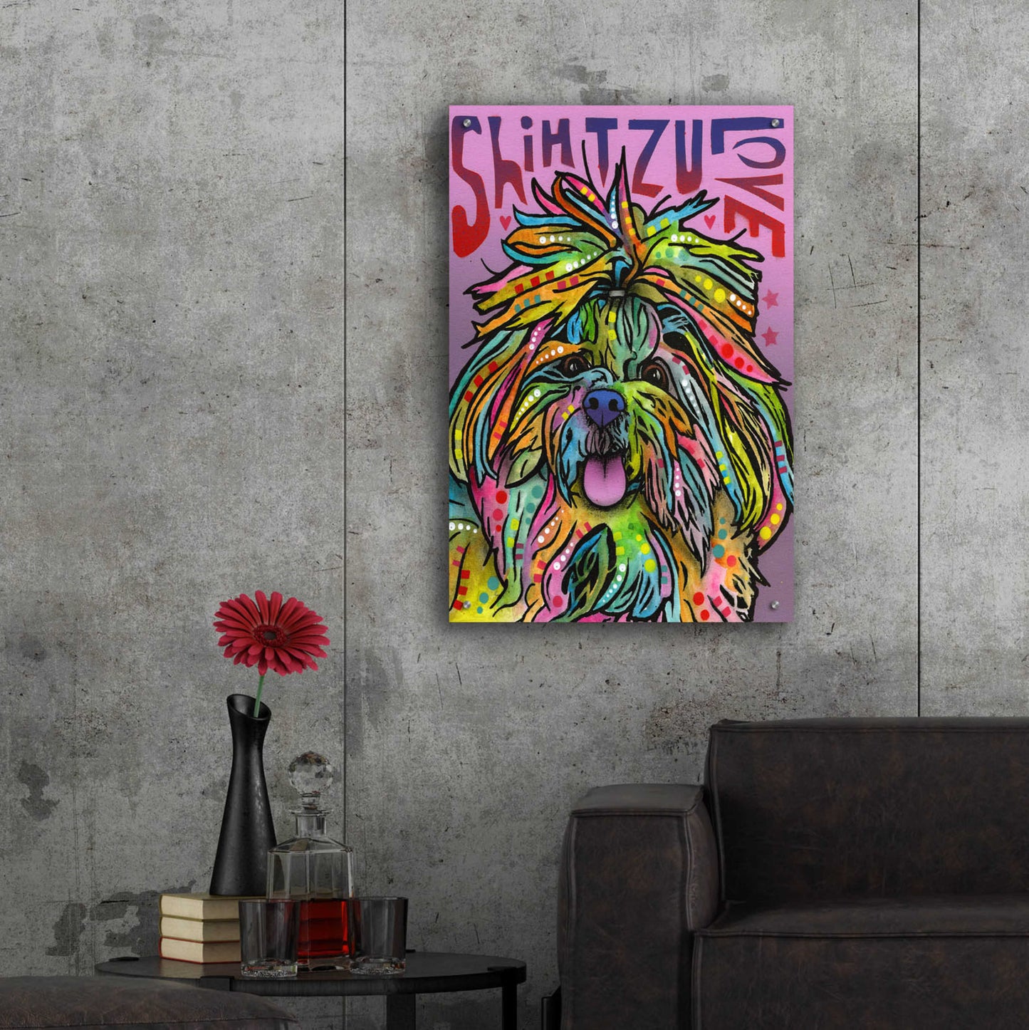 Epic Art 'Shih Tzu Luv' by Dean Russo, Acrylic Glass Wall Art,24x36