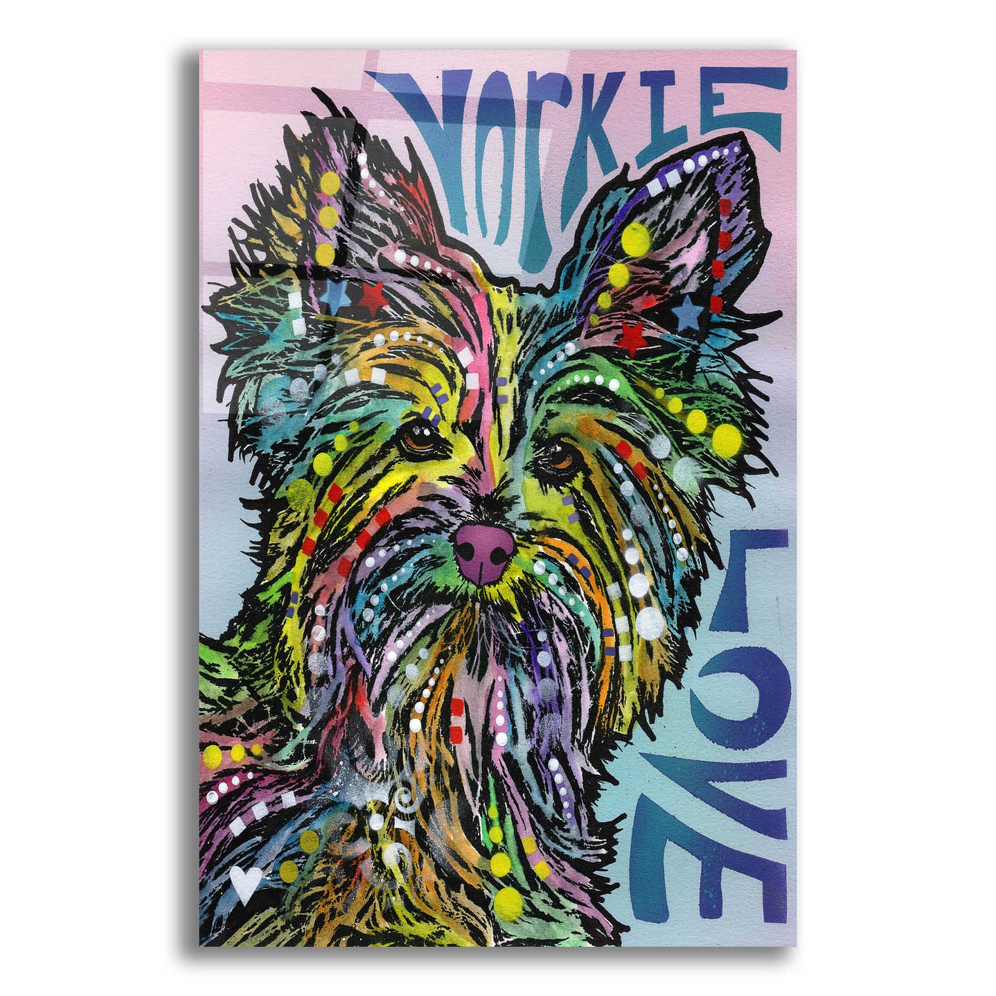Epic Art 'Yorkie Luv' by Dean Russo, Acrylic Glass Wall Art,12x16