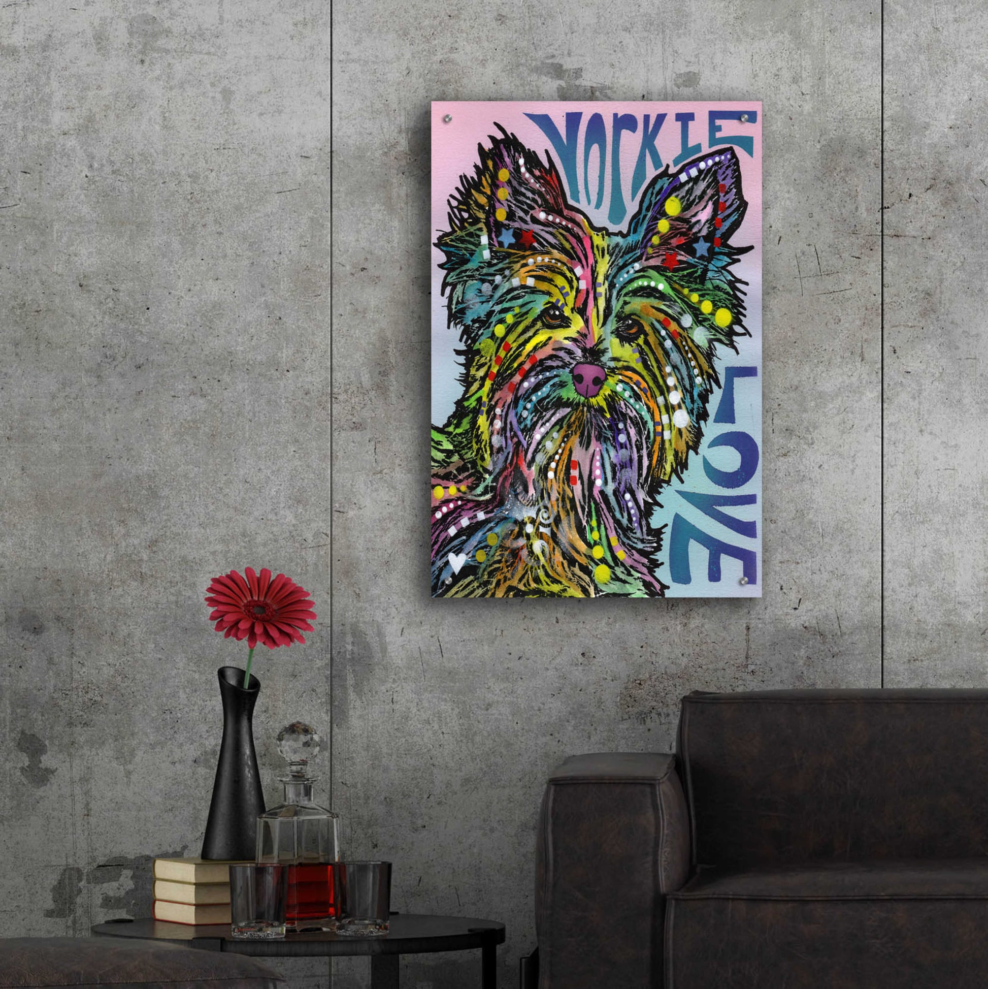 Epic Art 'Yorkie Luv' by Dean Russo, Acrylic Glass Wall Art,24x36