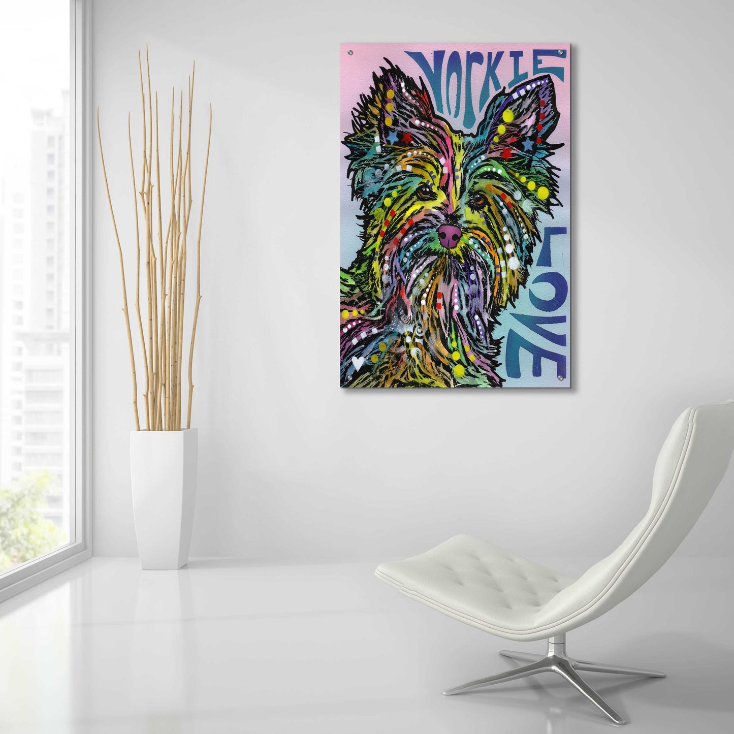 Epic Art 'Yorkie Luv' by Dean Russo, Acrylic Glass Wall Art,24x36