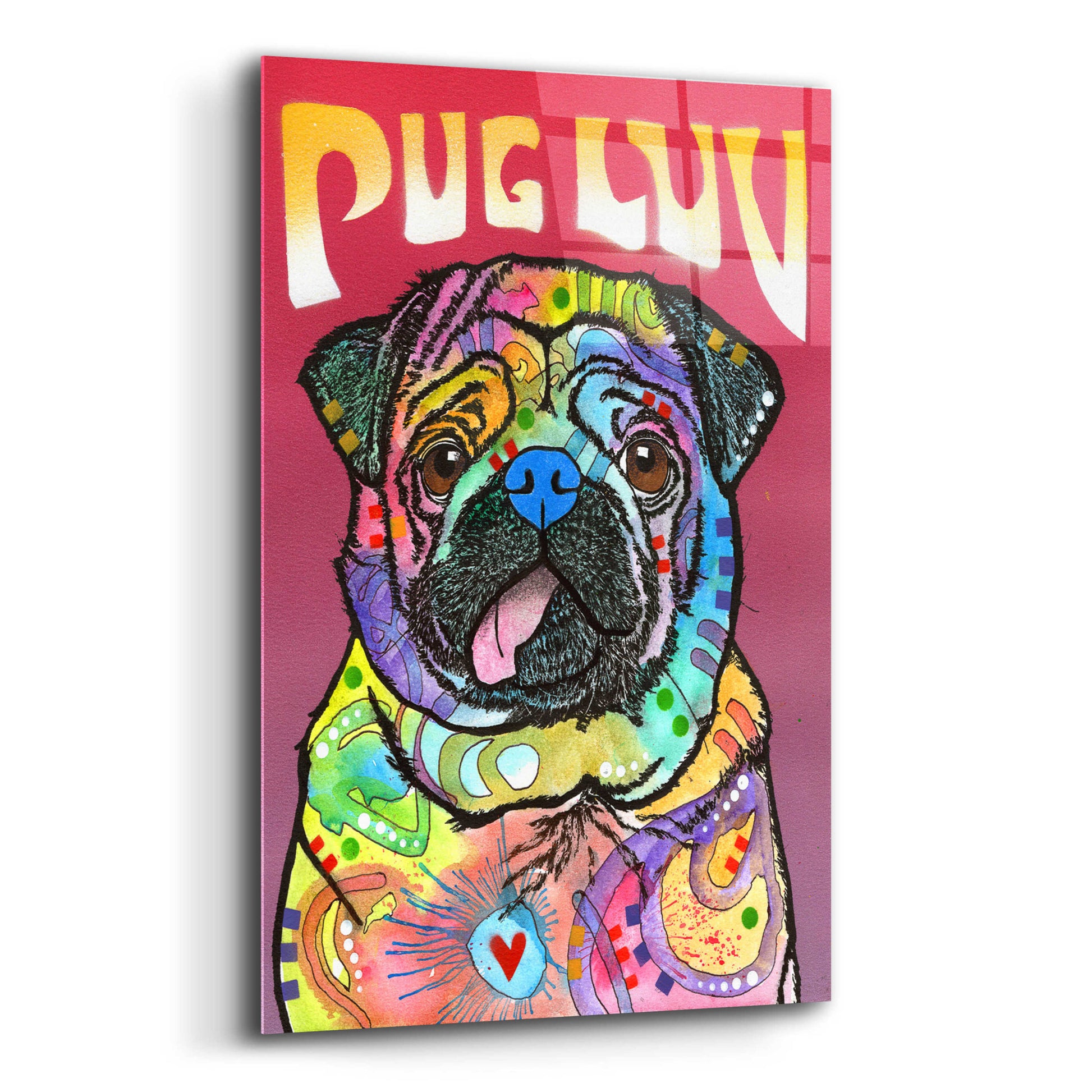 Epic Art 'Pug Luv' by Dean Russo, Acrylic Glass Wall Art,12x16