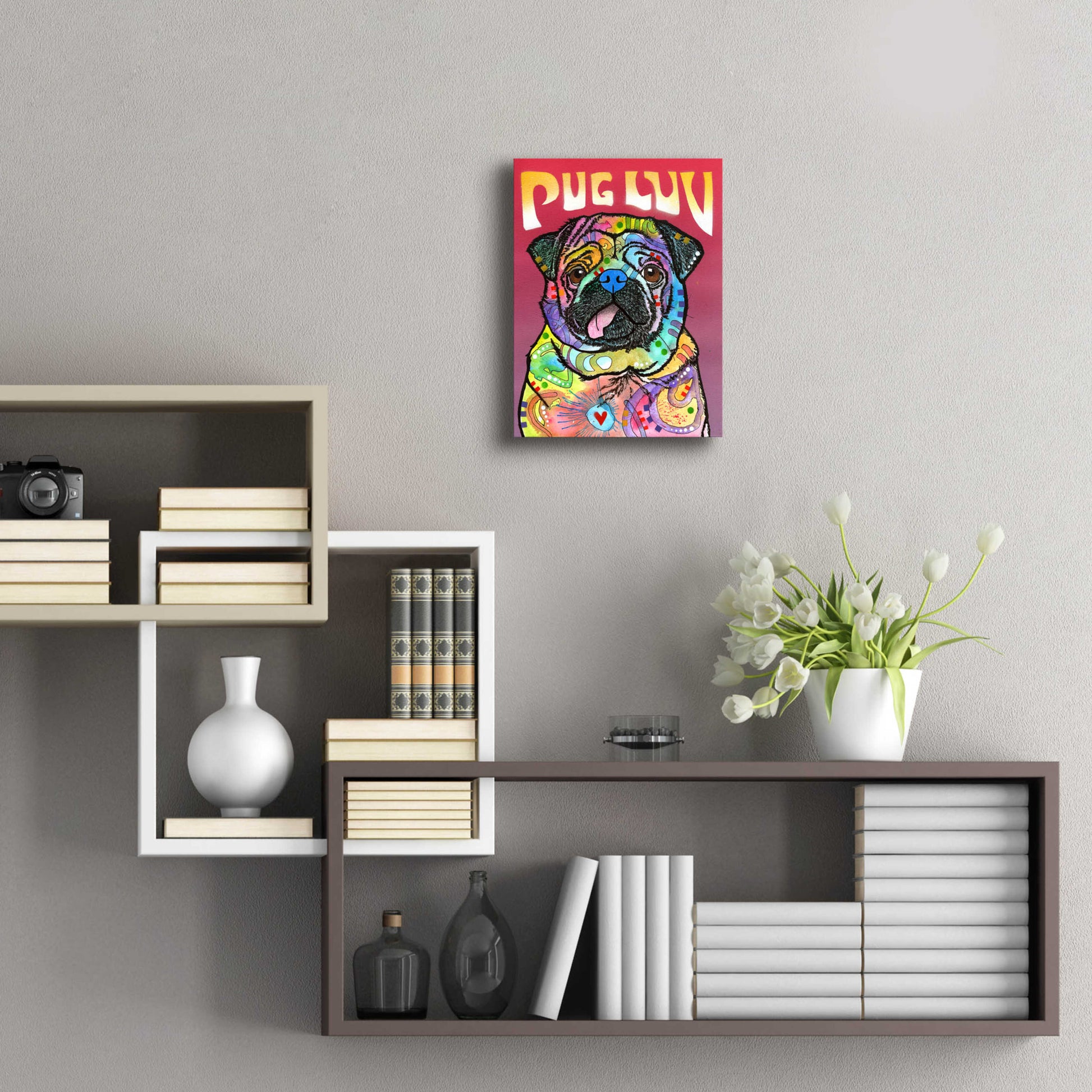 Epic Art 'Pug Luv' by Dean Russo, Acrylic Glass Wall Art,12x16