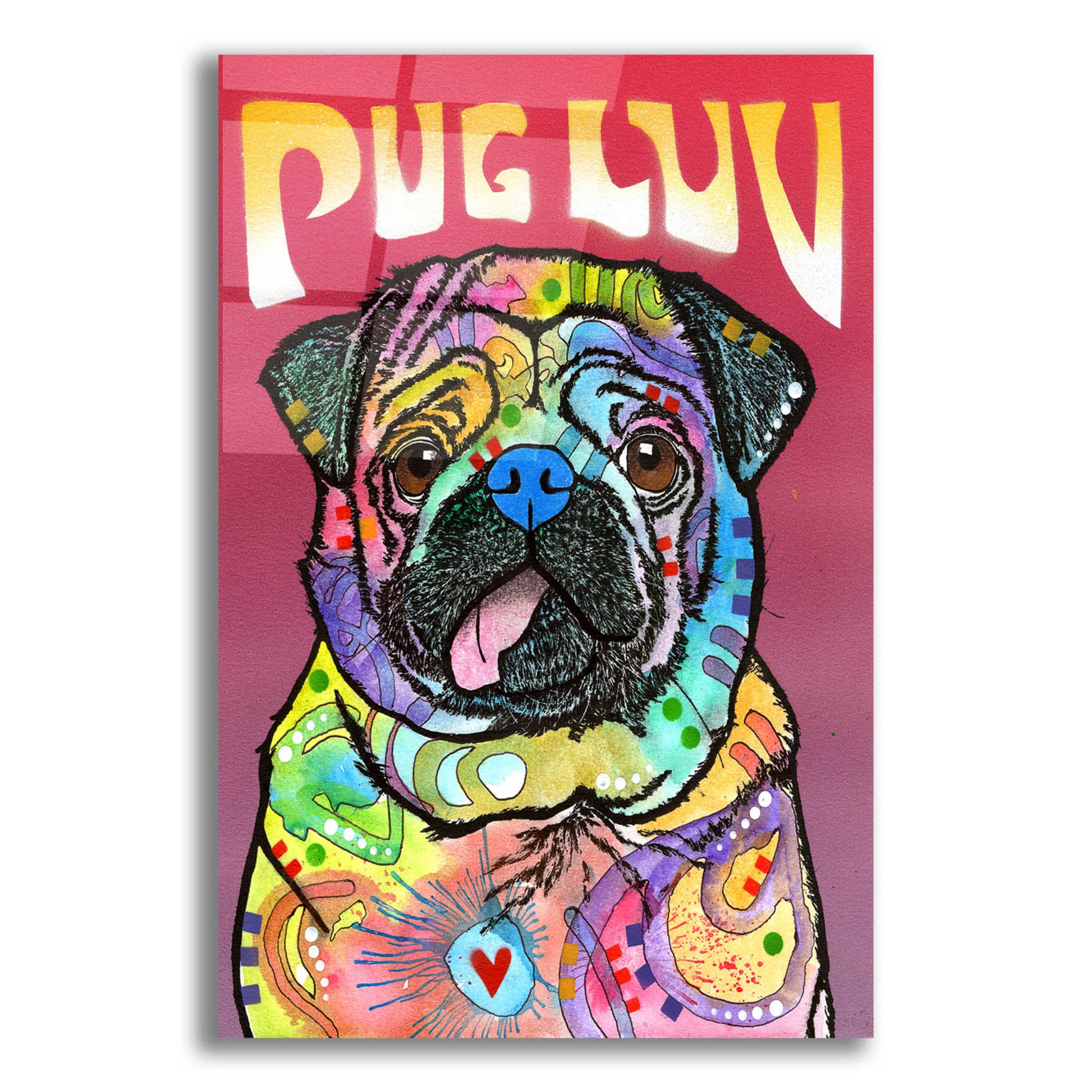 Epic Art 'Pug Luv' by Dean Russo, Acrylic Glass Wall Art,12x16