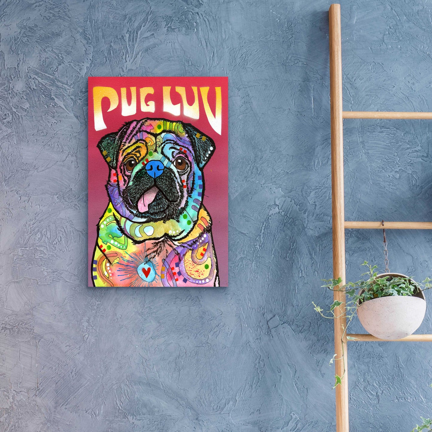 Epic Art 'Pug Luv' by Dean Russo, Acrylic Glass Wall Art,16x24