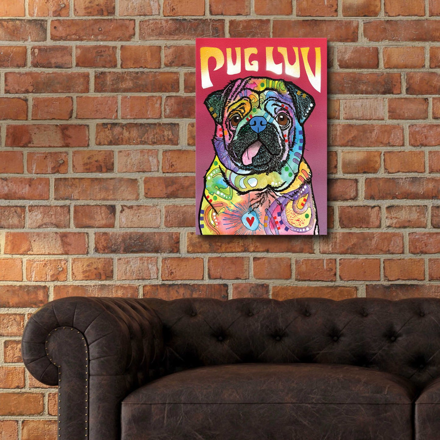 Epic Art 'Pug Luv' by Dean Russo, Acrylic Glass Wall Art,16x24