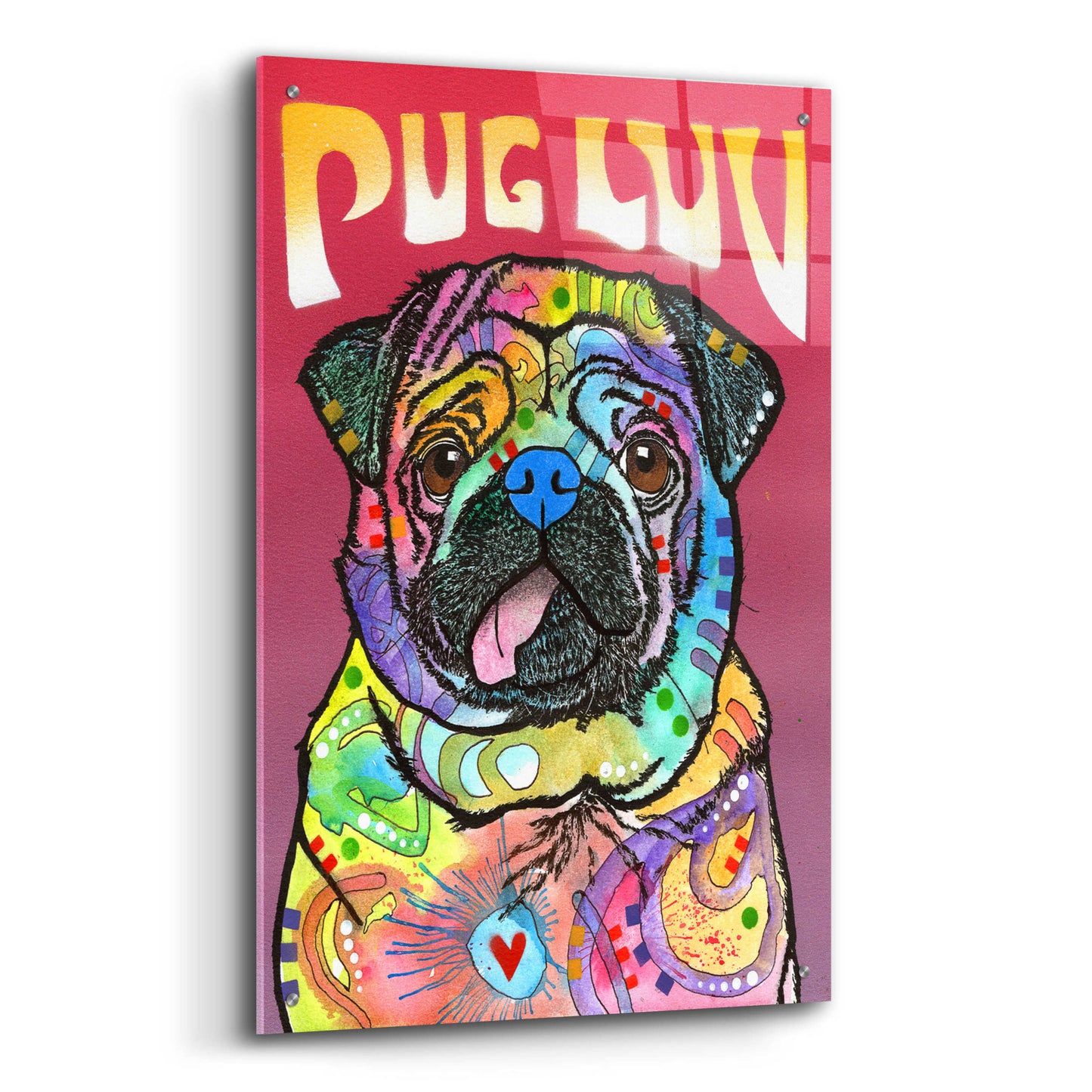 Epic Art 'Pug Luv' by Dean Russo, Acrylic Glass Wall Art,24x36