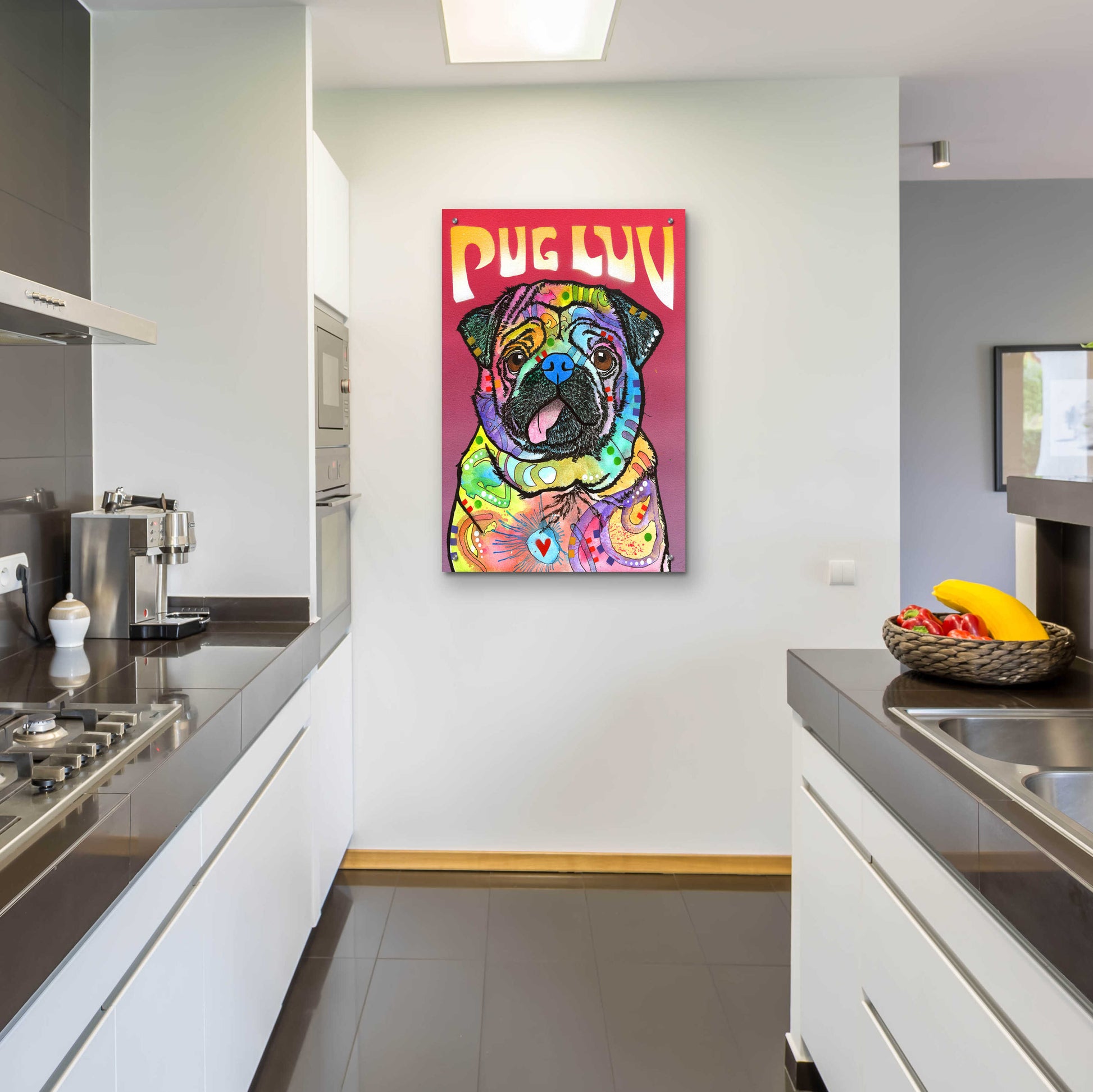 Epic Art 'Pug Luv' by Dean Russo, Acrylic Glass Wall Art,24x36