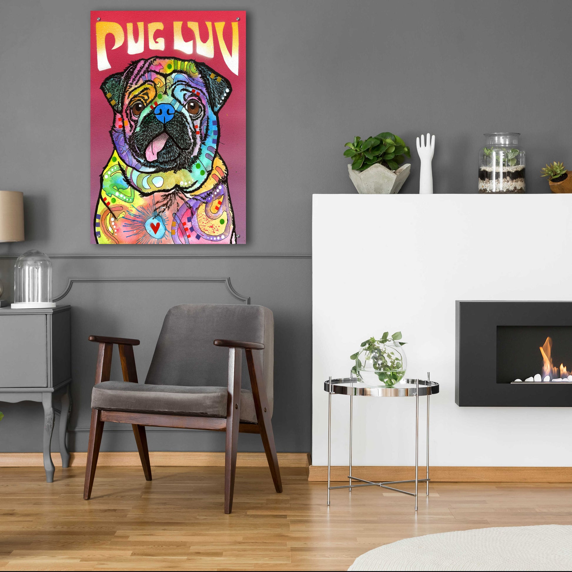 Epic Art 'Pug Luv' by Dean Russo, Acrylic Glass Wall Art,24x36