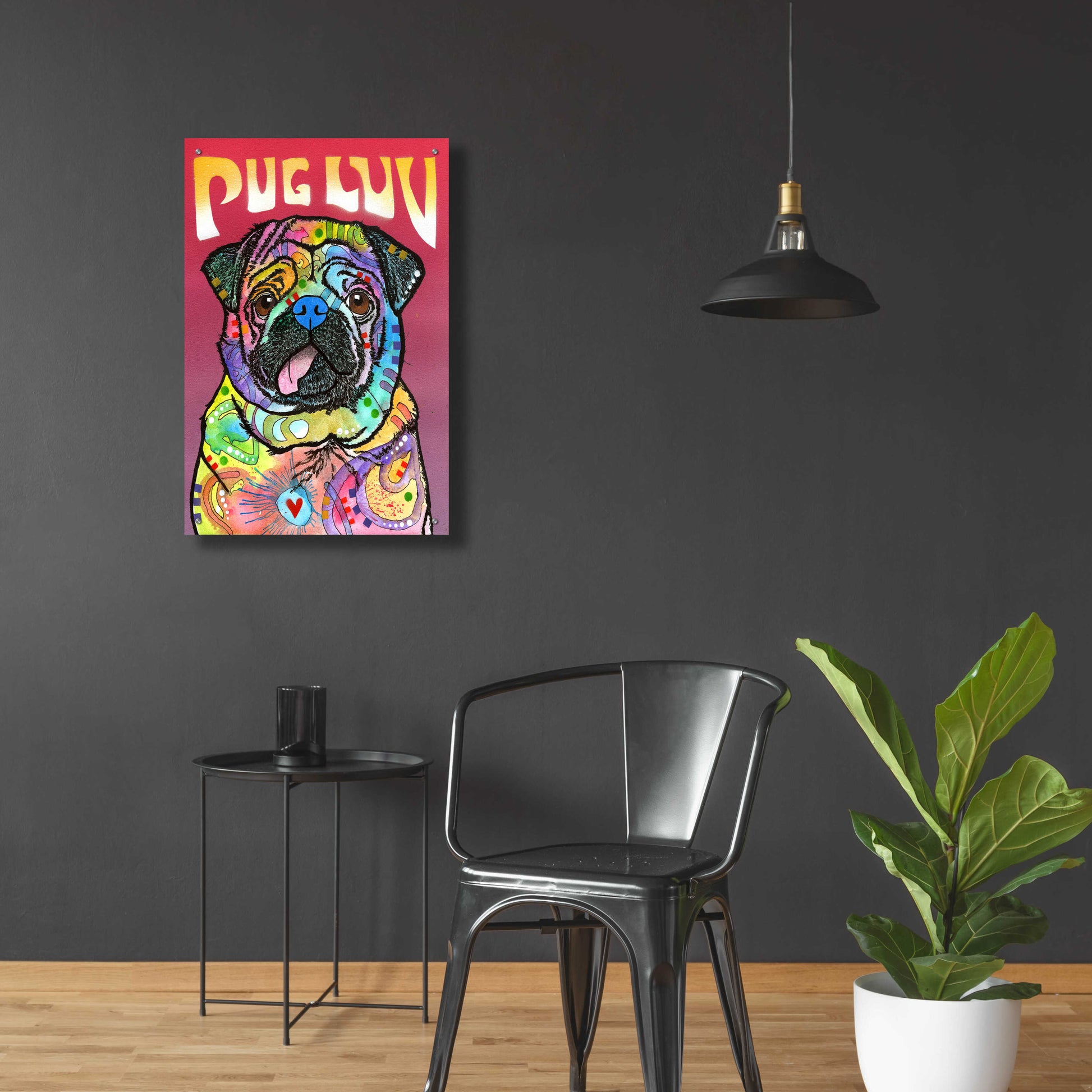 Epic Art 'Pug Luv' by Dean Russo, Acrylic Glass Wall Art,24x36