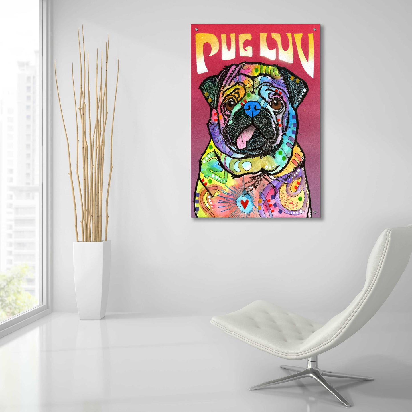 Epic Art 'Pug Luv' by Dean Russo, Acrylic Glass Wall Art,24x36