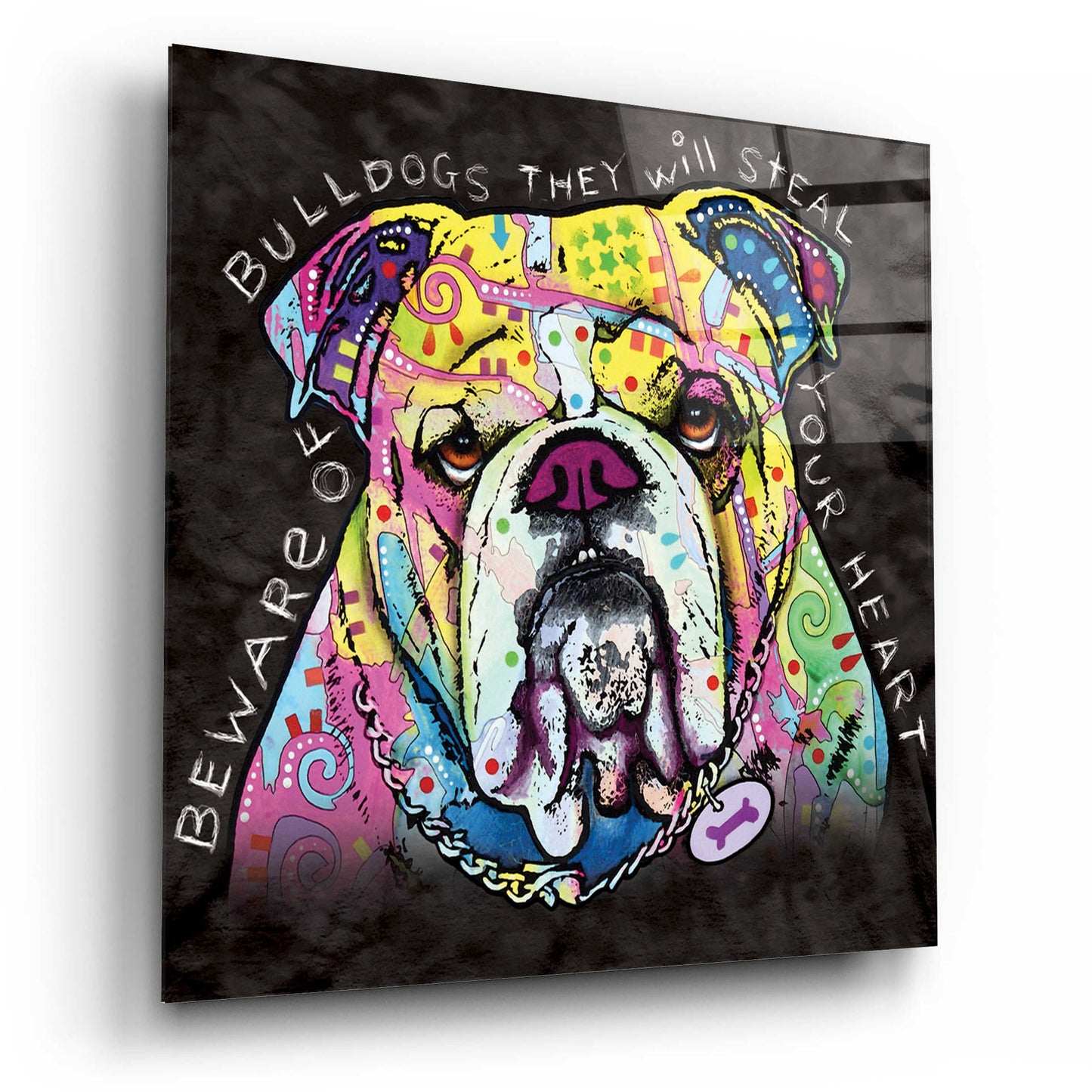 Epic Art 'Bulldog Heart' by Dean Russo, Acrylic Glass Wall Art,12x12