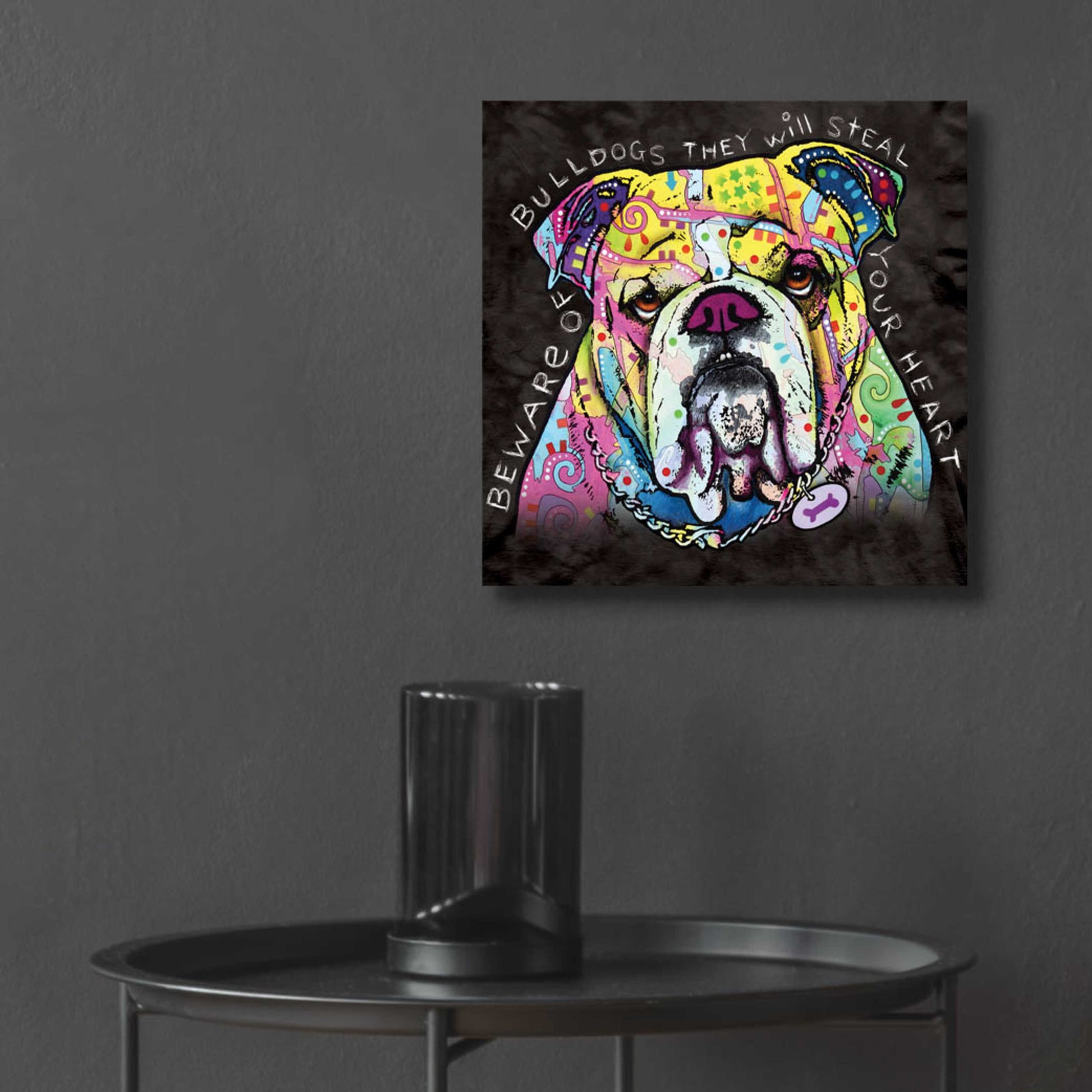 Epic Art 'Bulldog Heart' by Dean Russo, Acrylic Glass Wall Art,12x12