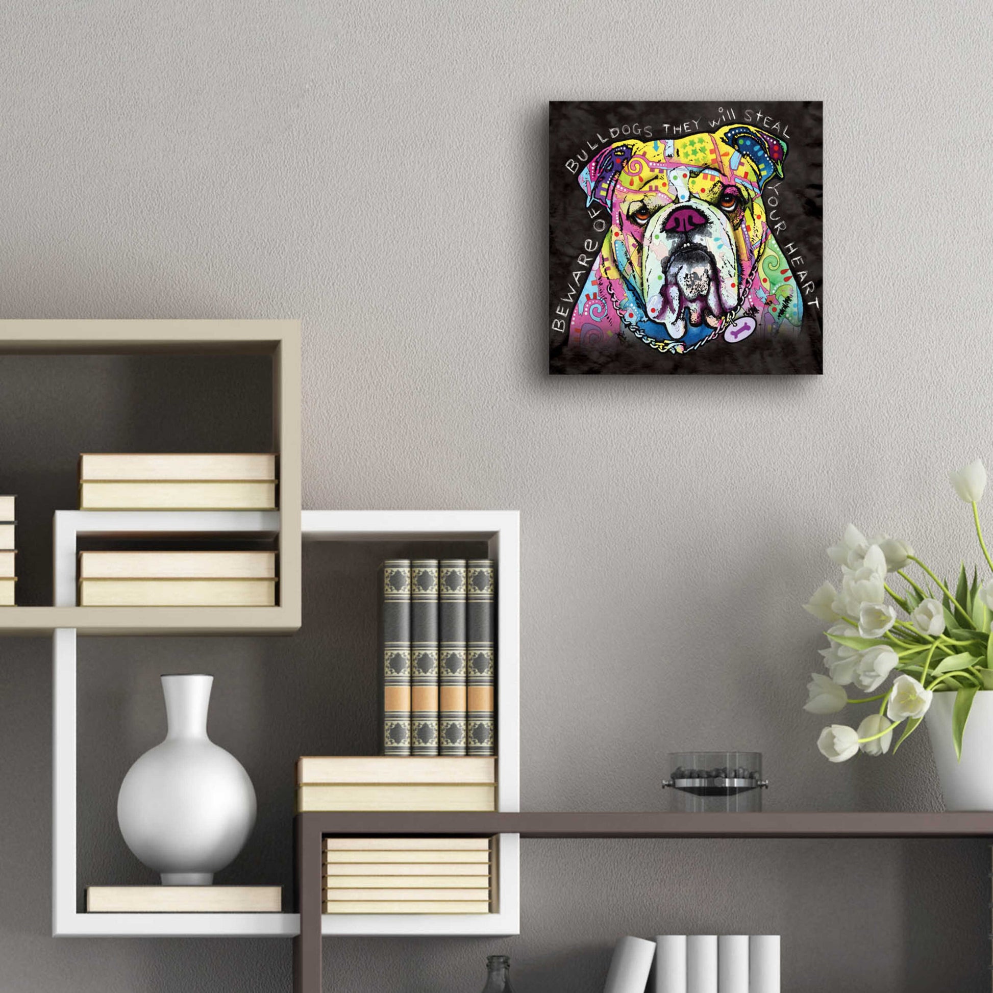 Epic Art 'Bulldog Heart' by Dean Russo, Acrylic Glass Wall Art,12x12