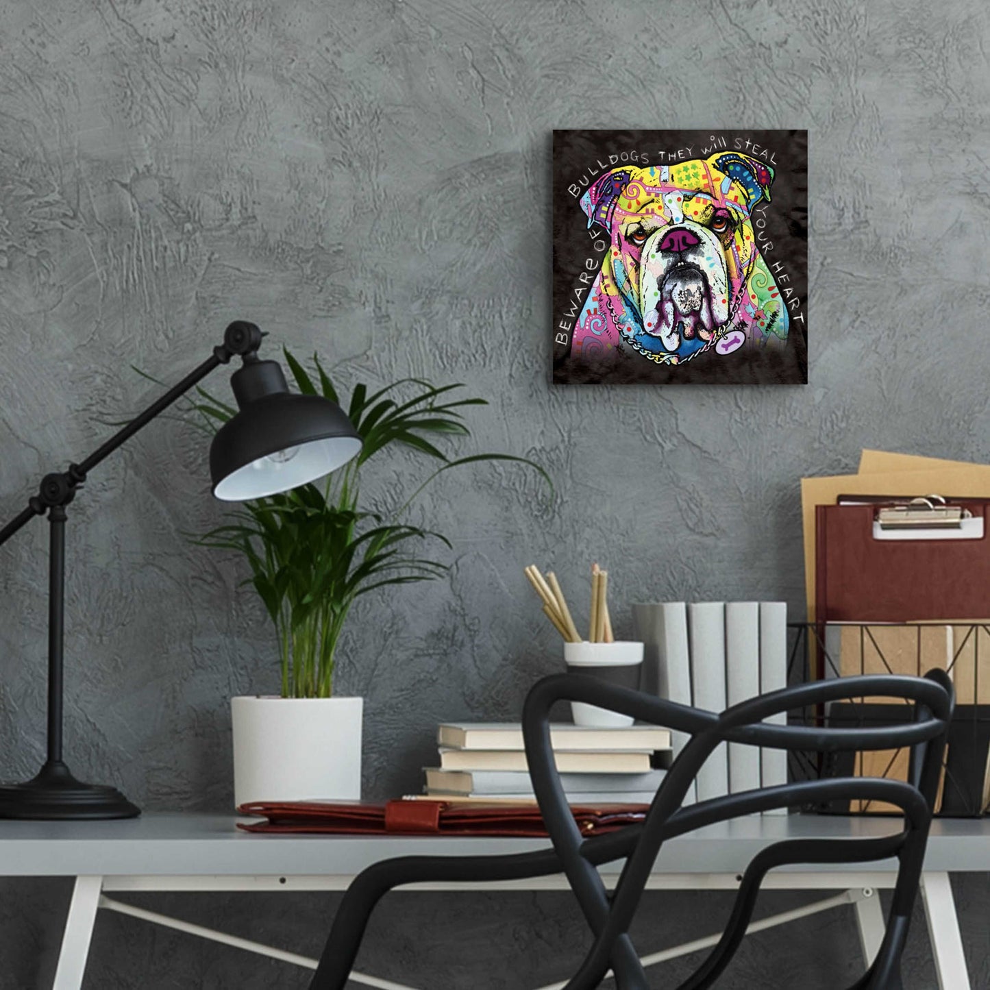 Epic Art 'Bulldog Heart' by Dean Russo, Acrylic Glass Wall Art,12x12