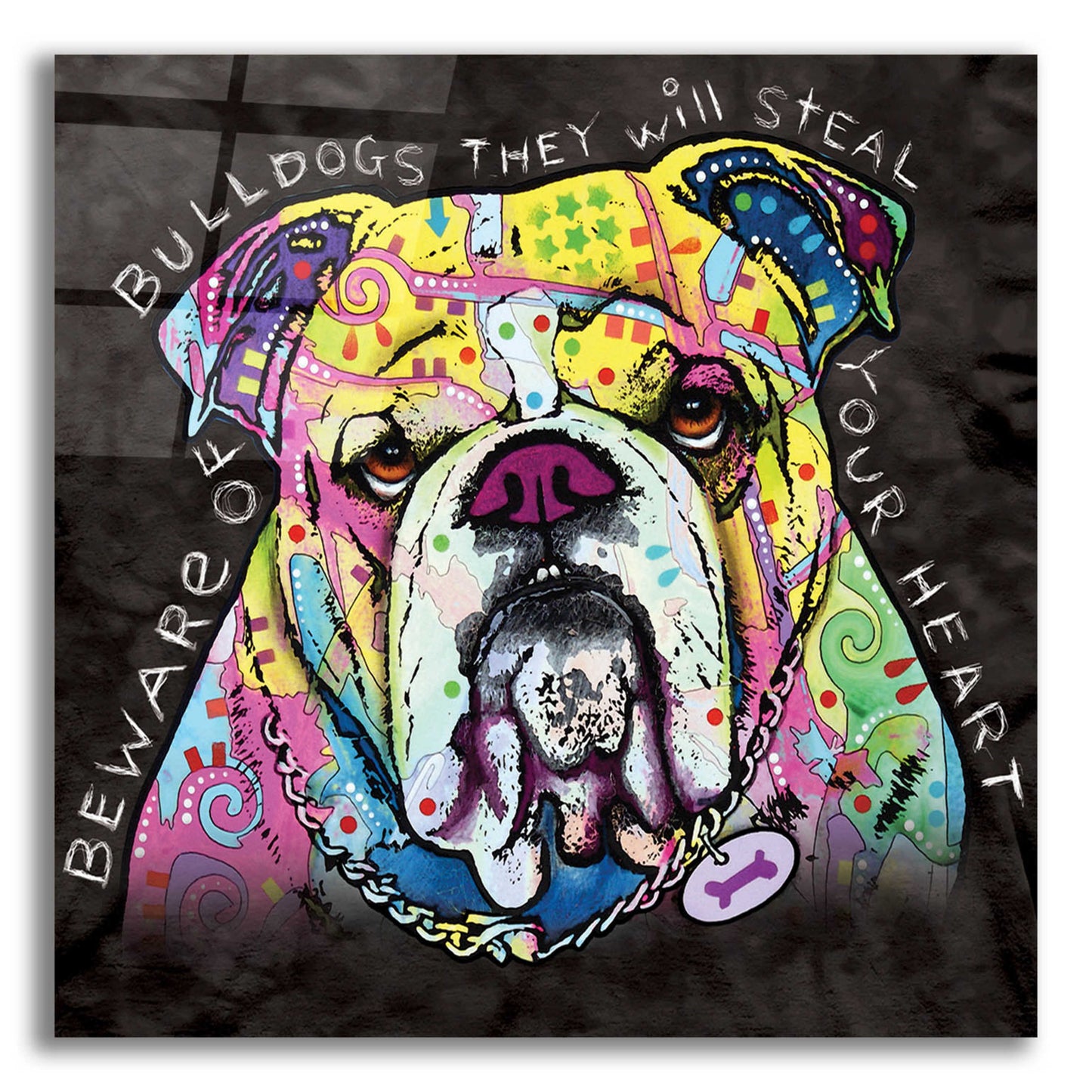 Epic Art 'Bulldog Heart' by Dean Russo, Acrylic Glass Wall Art,12x12