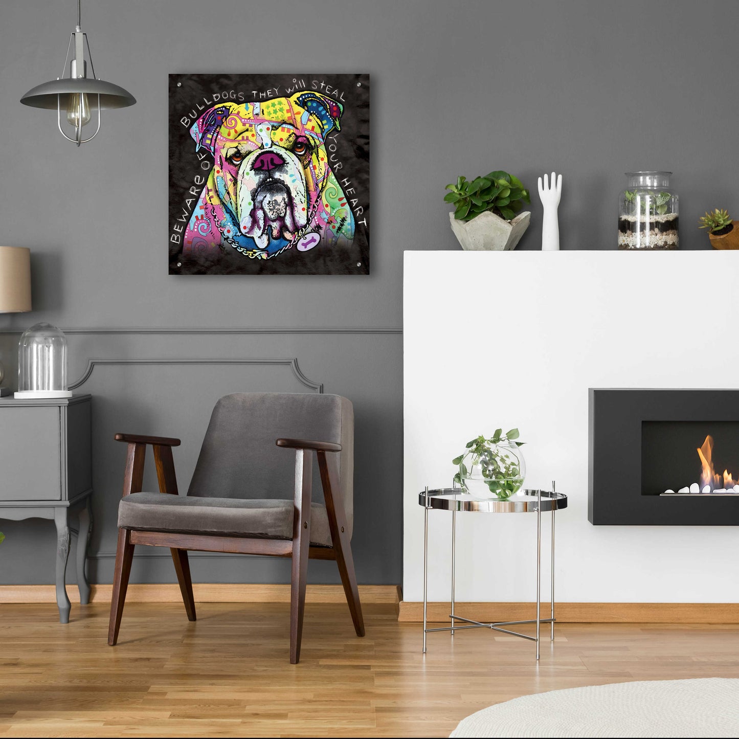 Epic Art 'Bulldog Heart' by Dean Russo, Acrylic Glass Wall Art,24x24